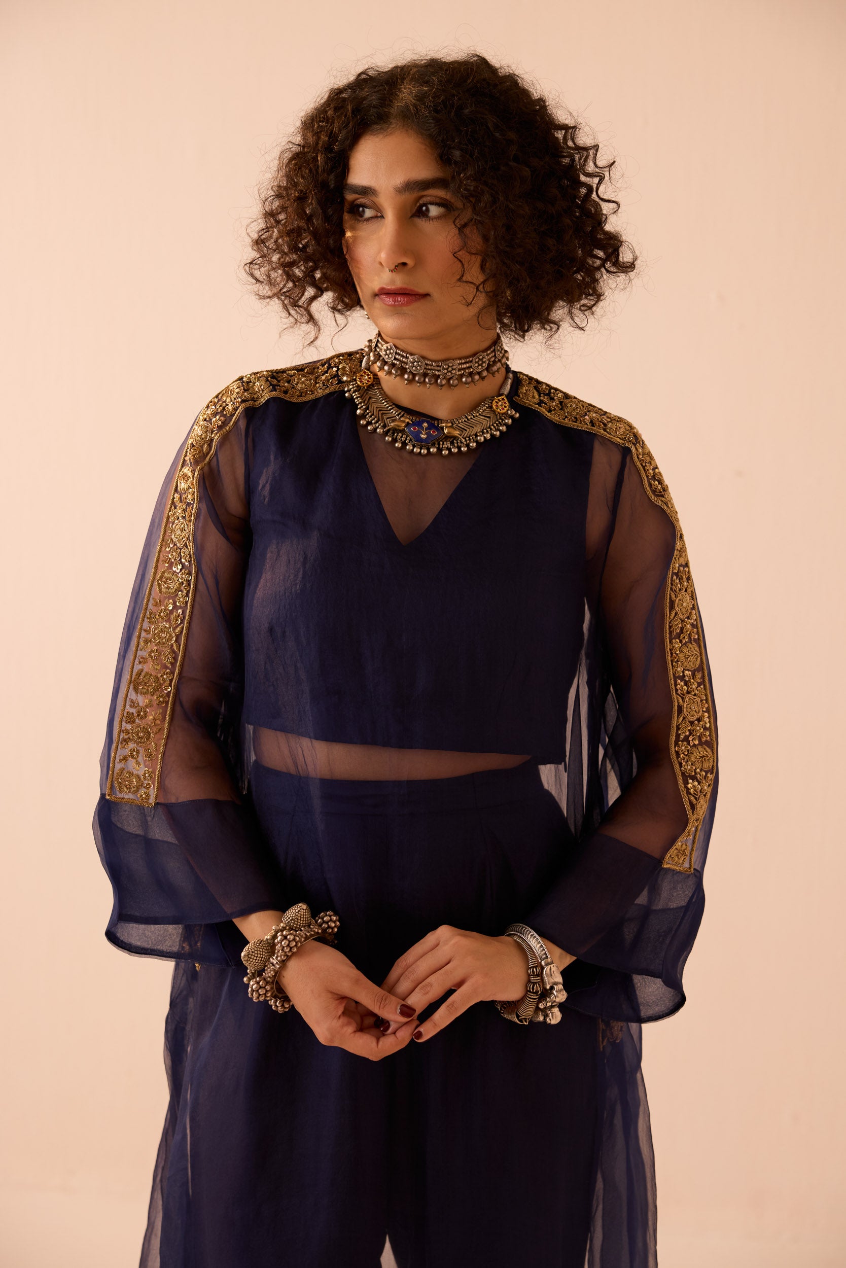 NAVY BLUE OVERLAY COORD