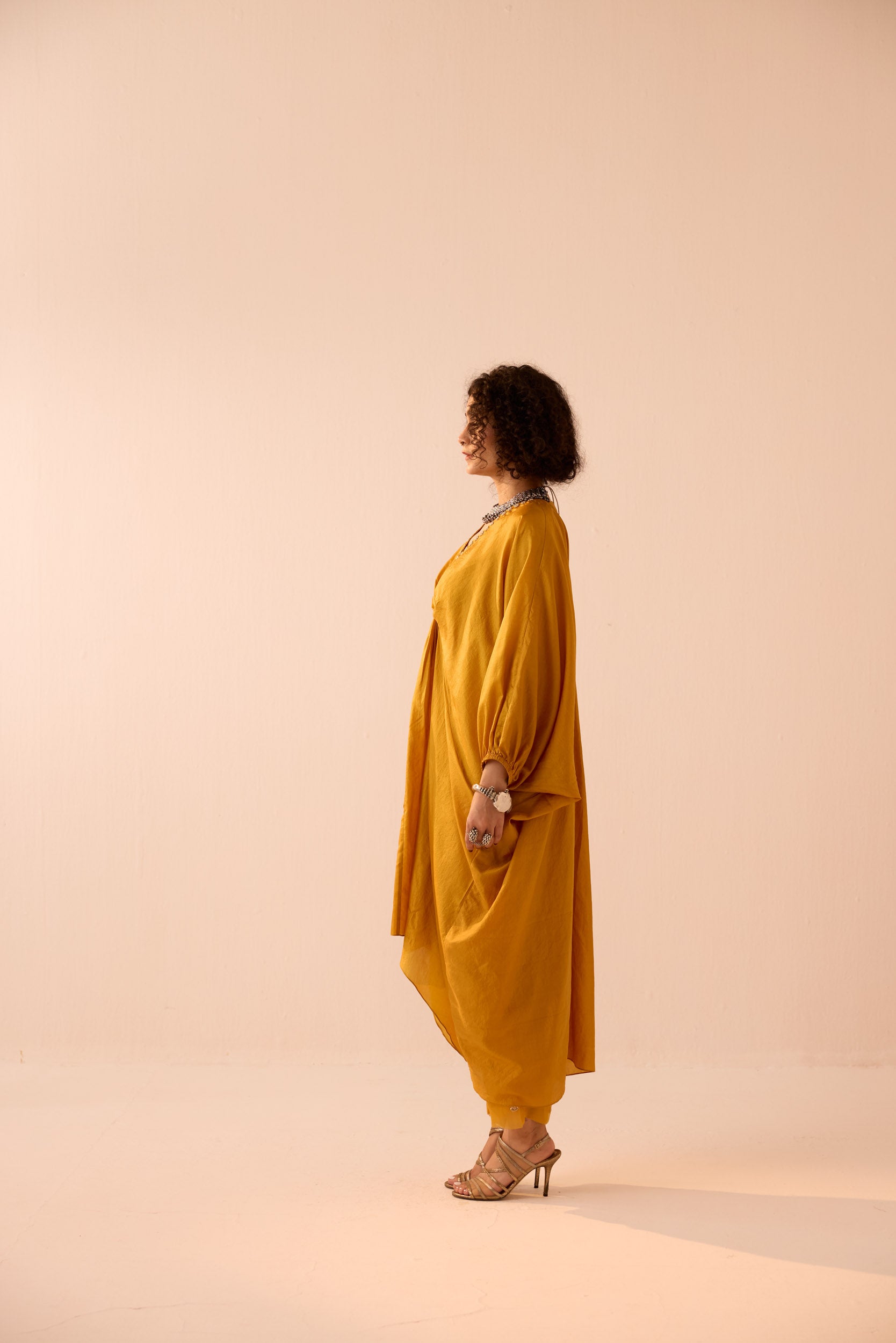 YELLOW KAFTAN COORD