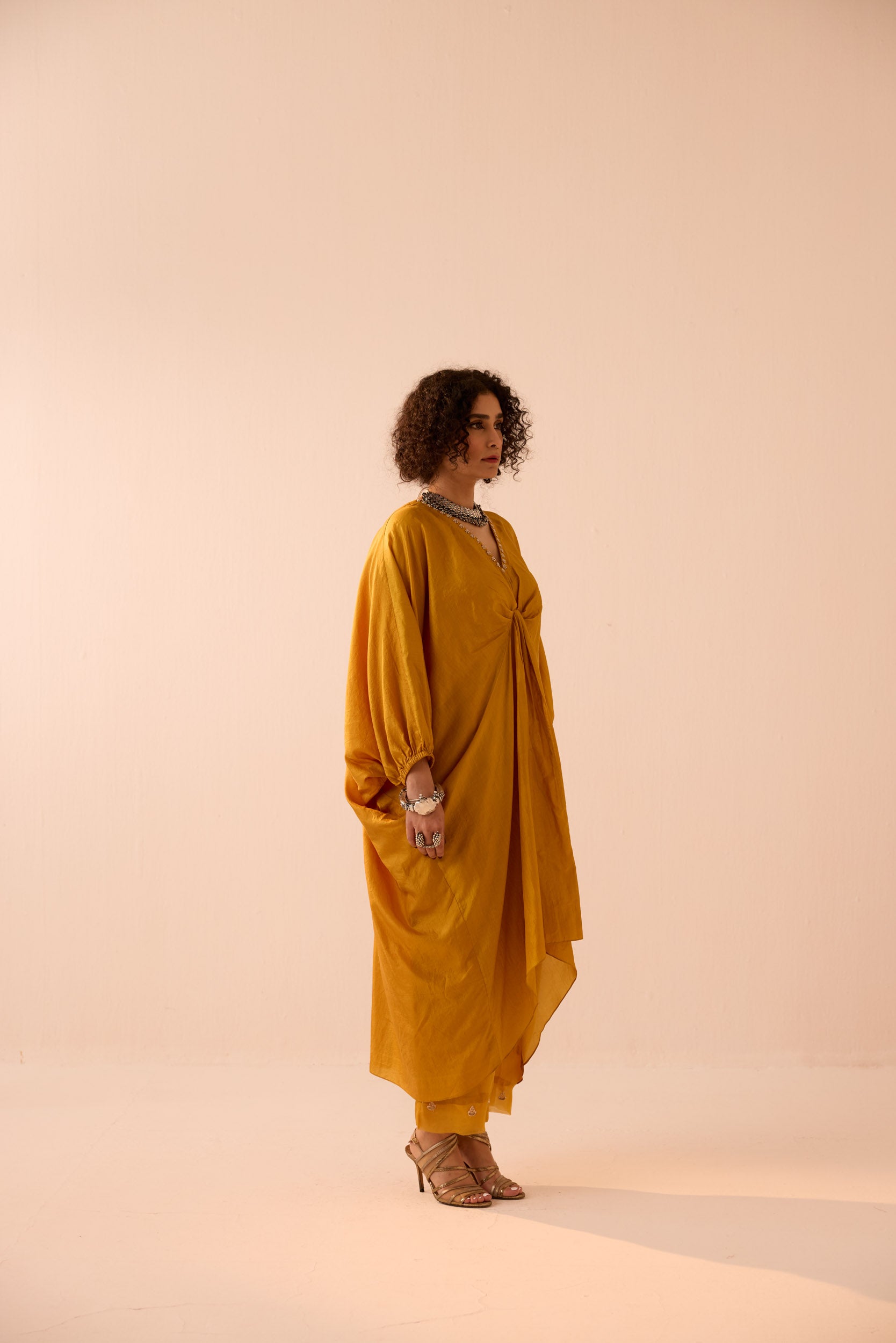 YELLOW KAFTAN COORD