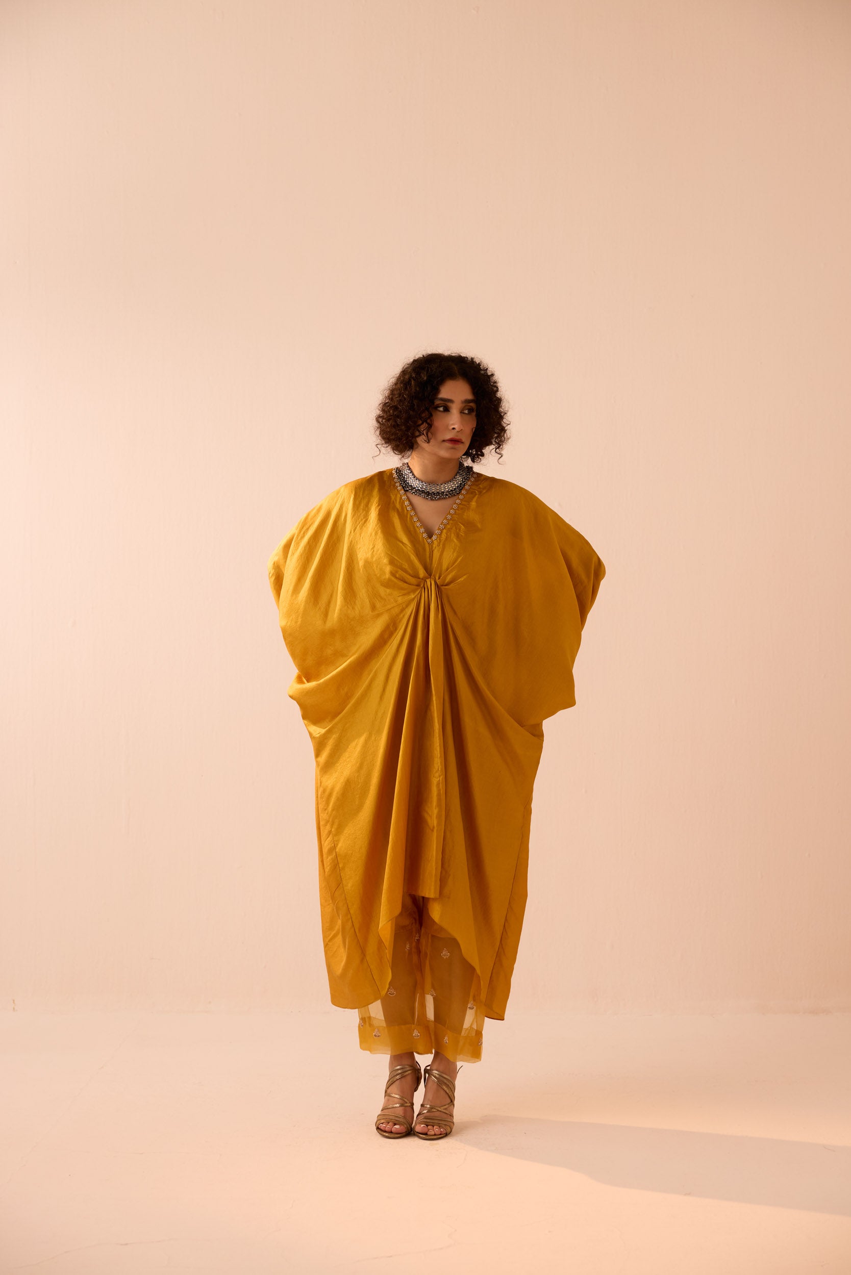 YELLOW KAFTAN COORD