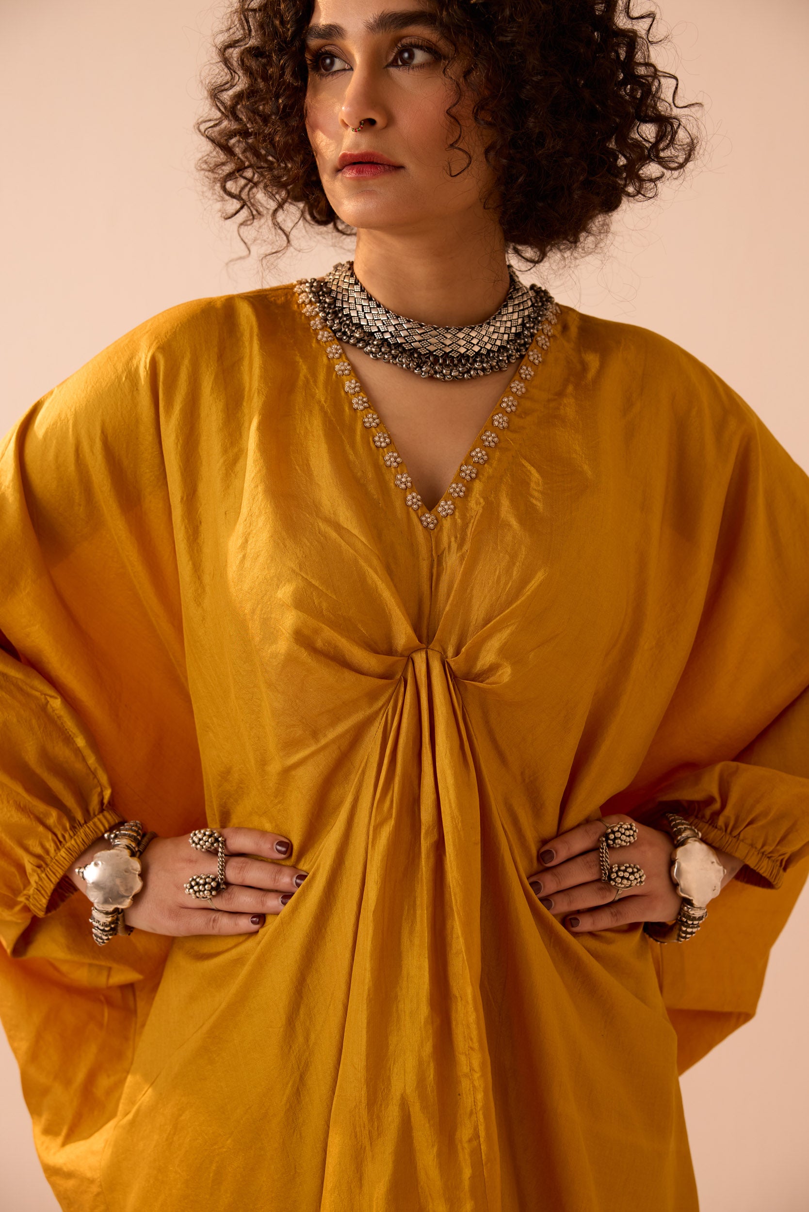 YELLOW KAFTAN COORD