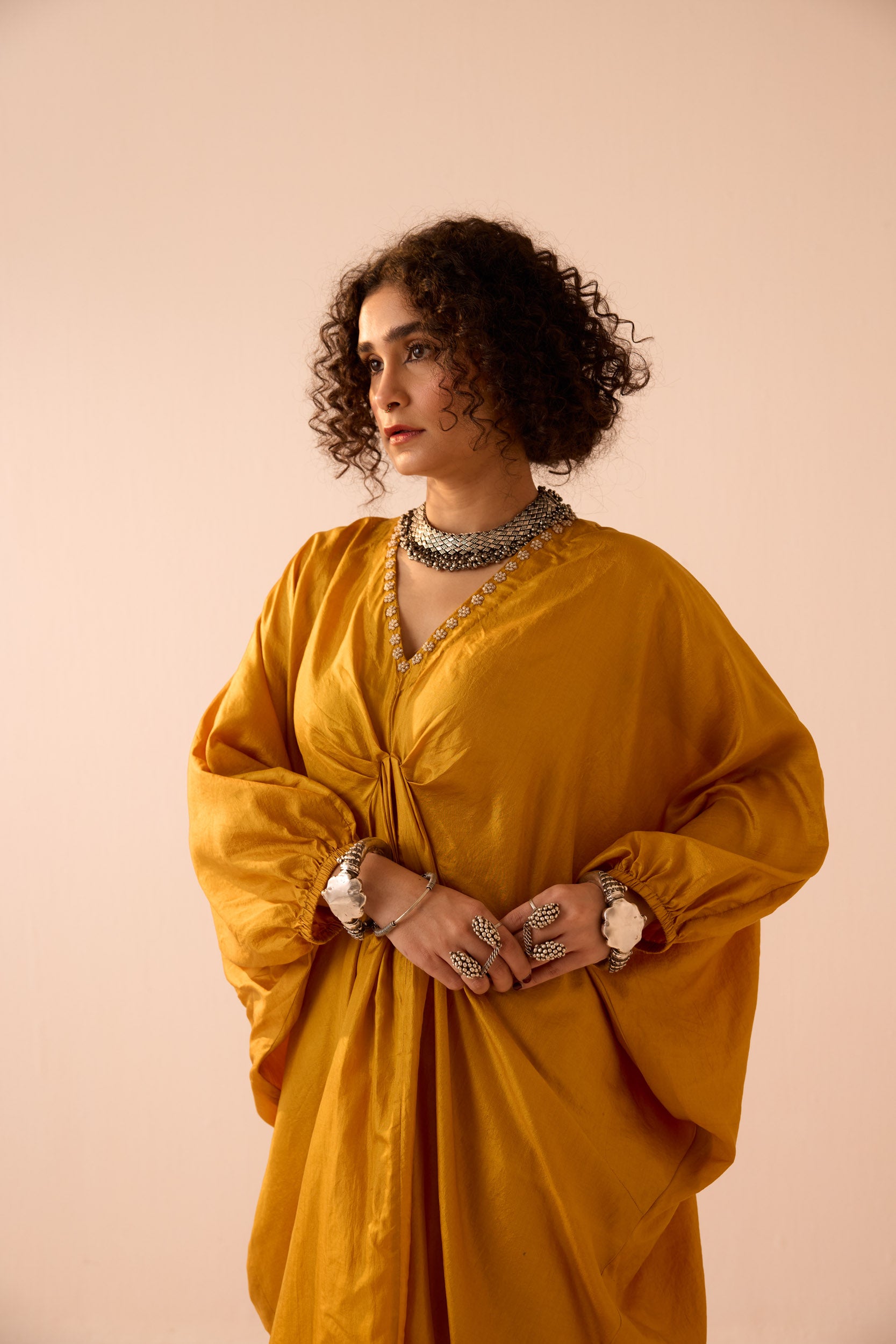 YELLOW KAFTAN COORD