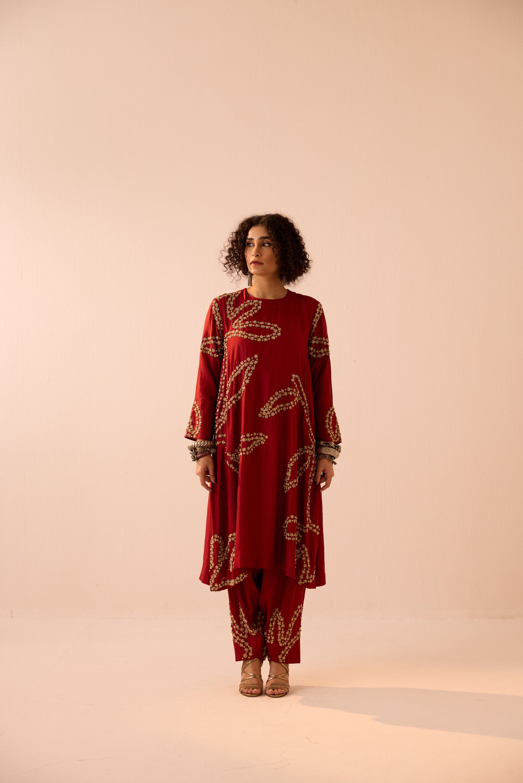 MAROON KURTA SET