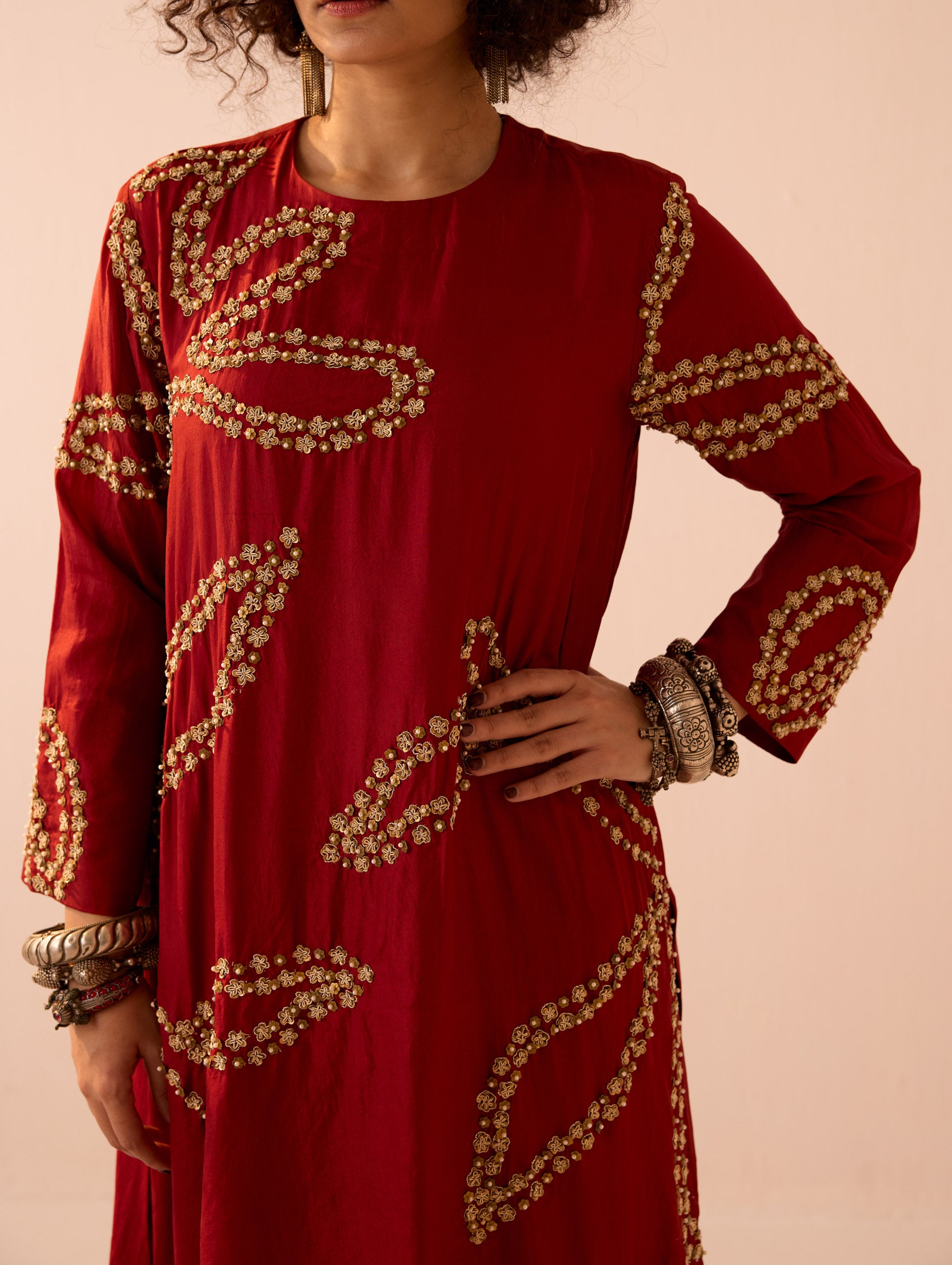 MAROON KURTA SET