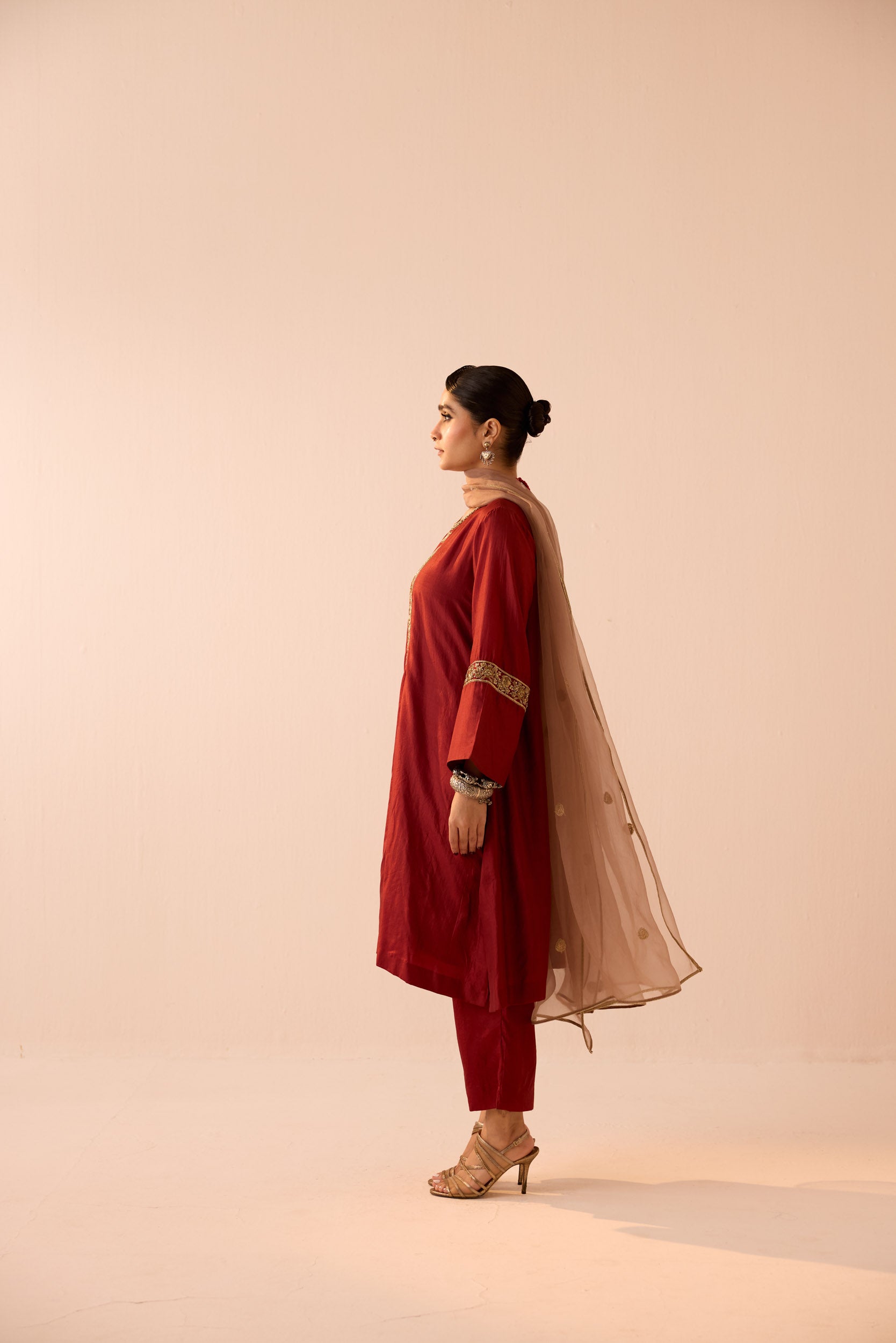 MAROON A LINE KURTA SET