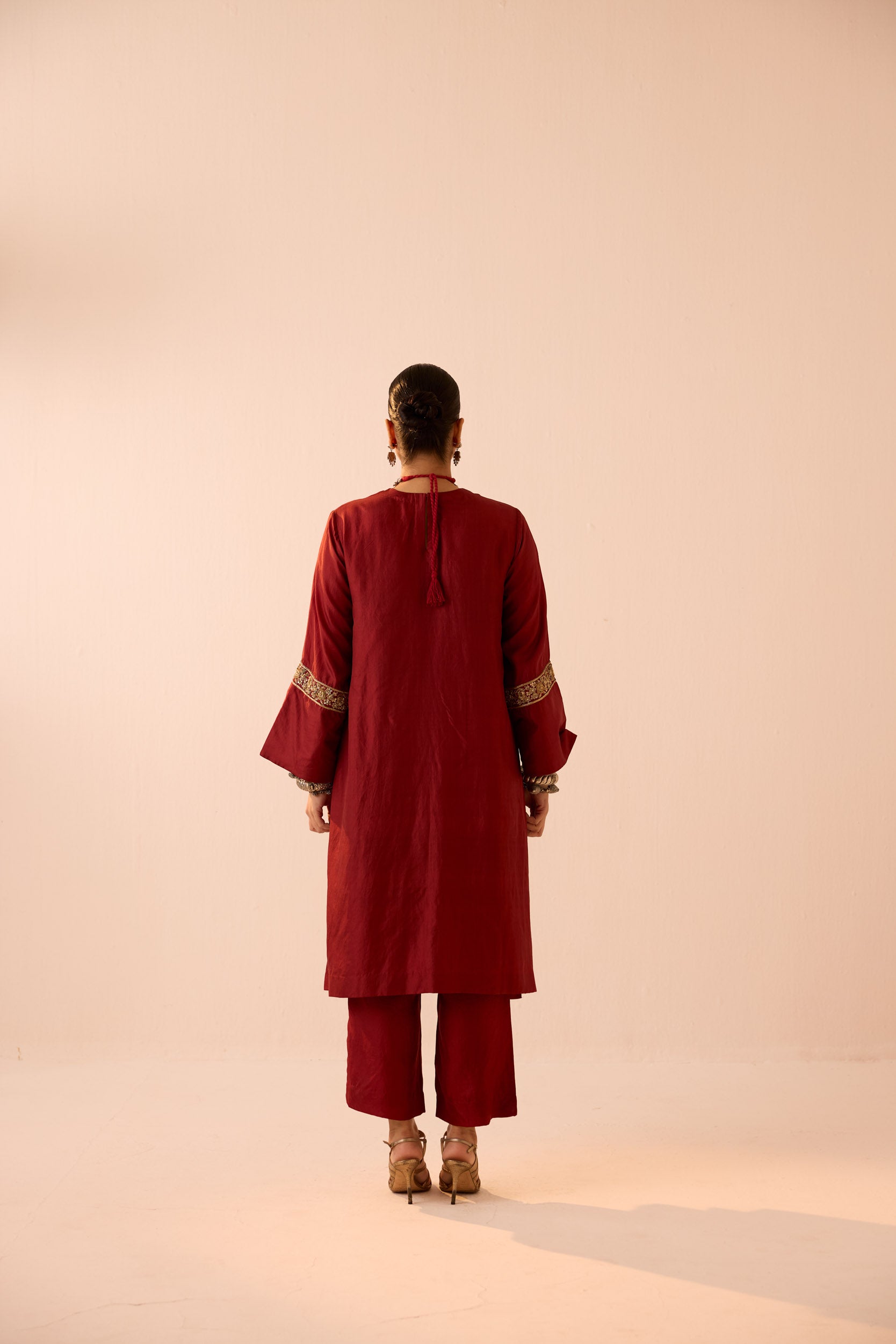 MAROON A LINE KURTA SET
