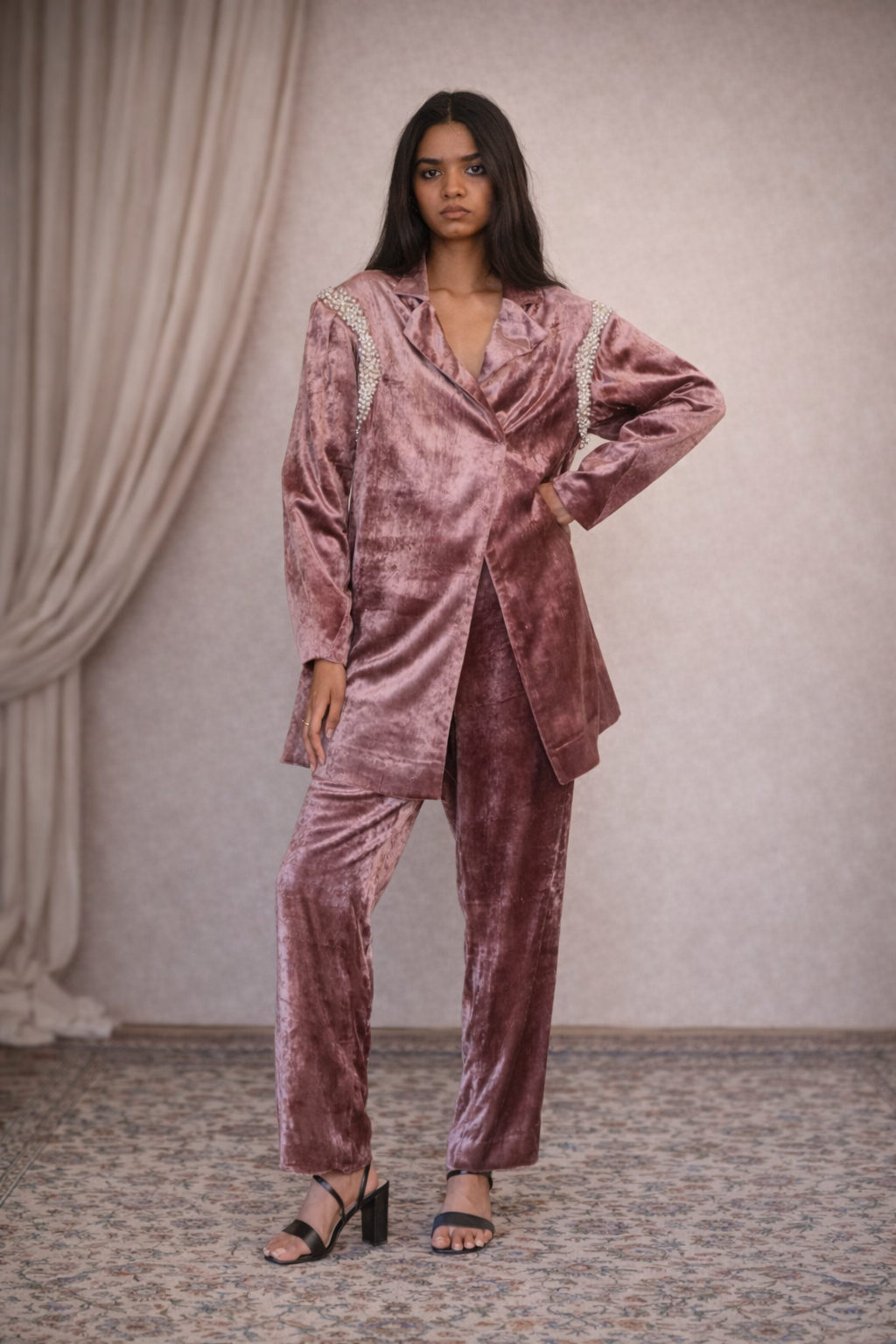 PALE MAUVE BLAZER SET