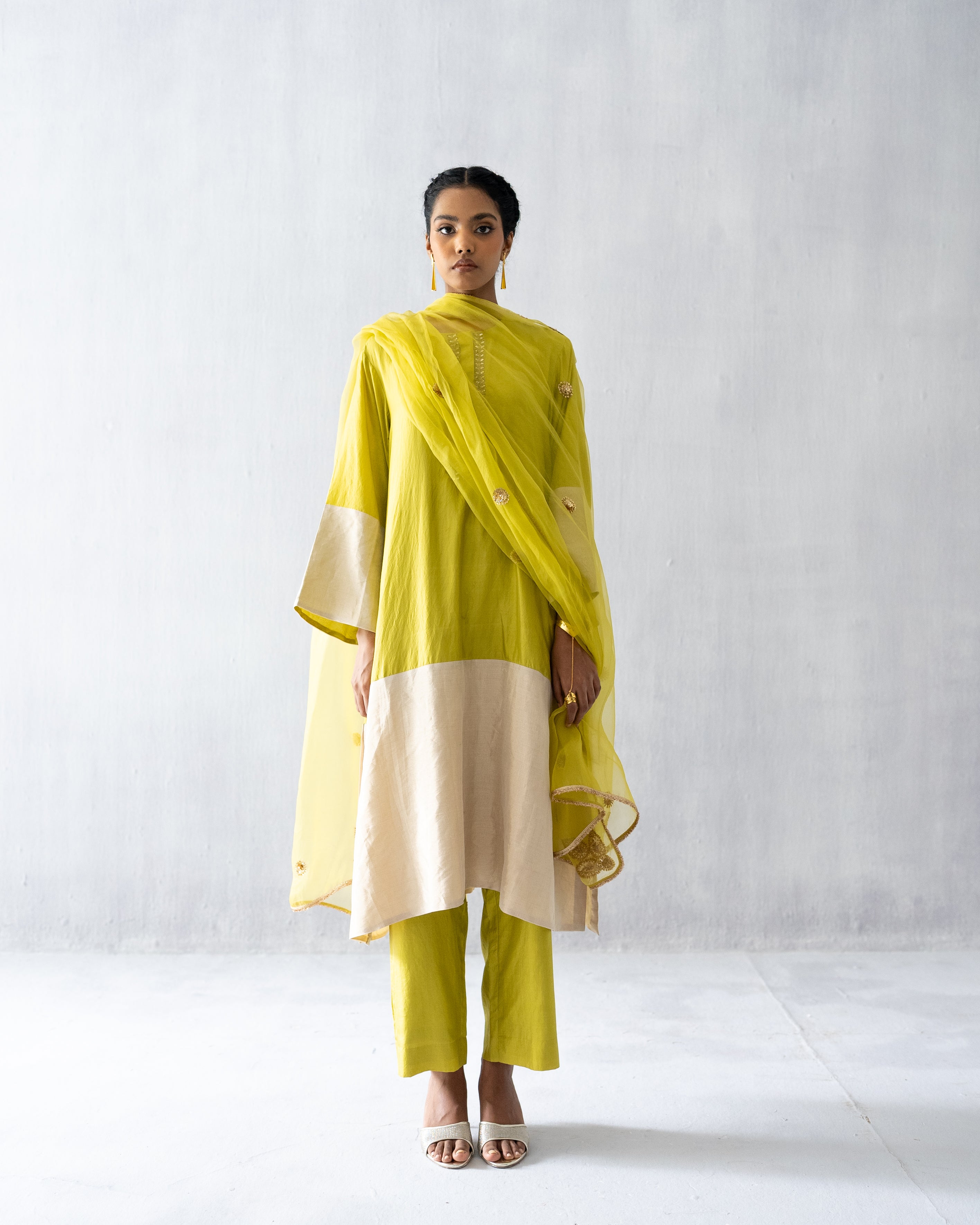 Lime green A line tissue suit