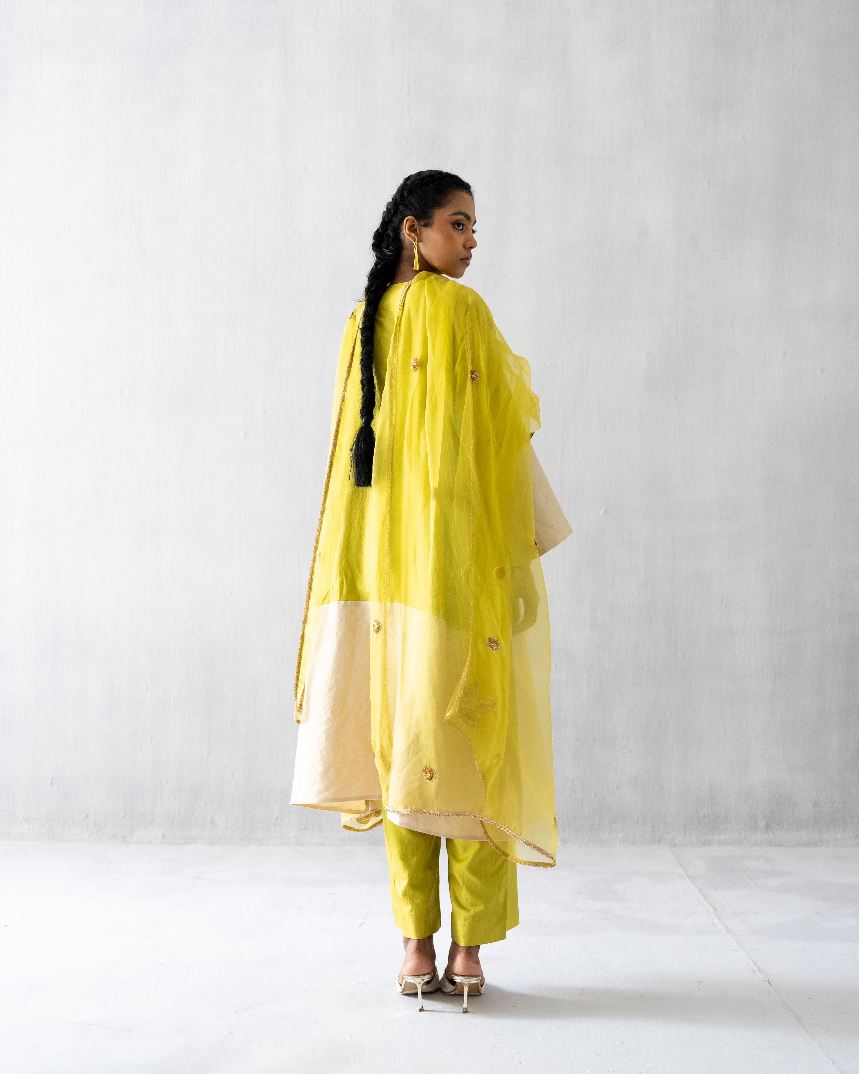 Lime green A line tissue suit