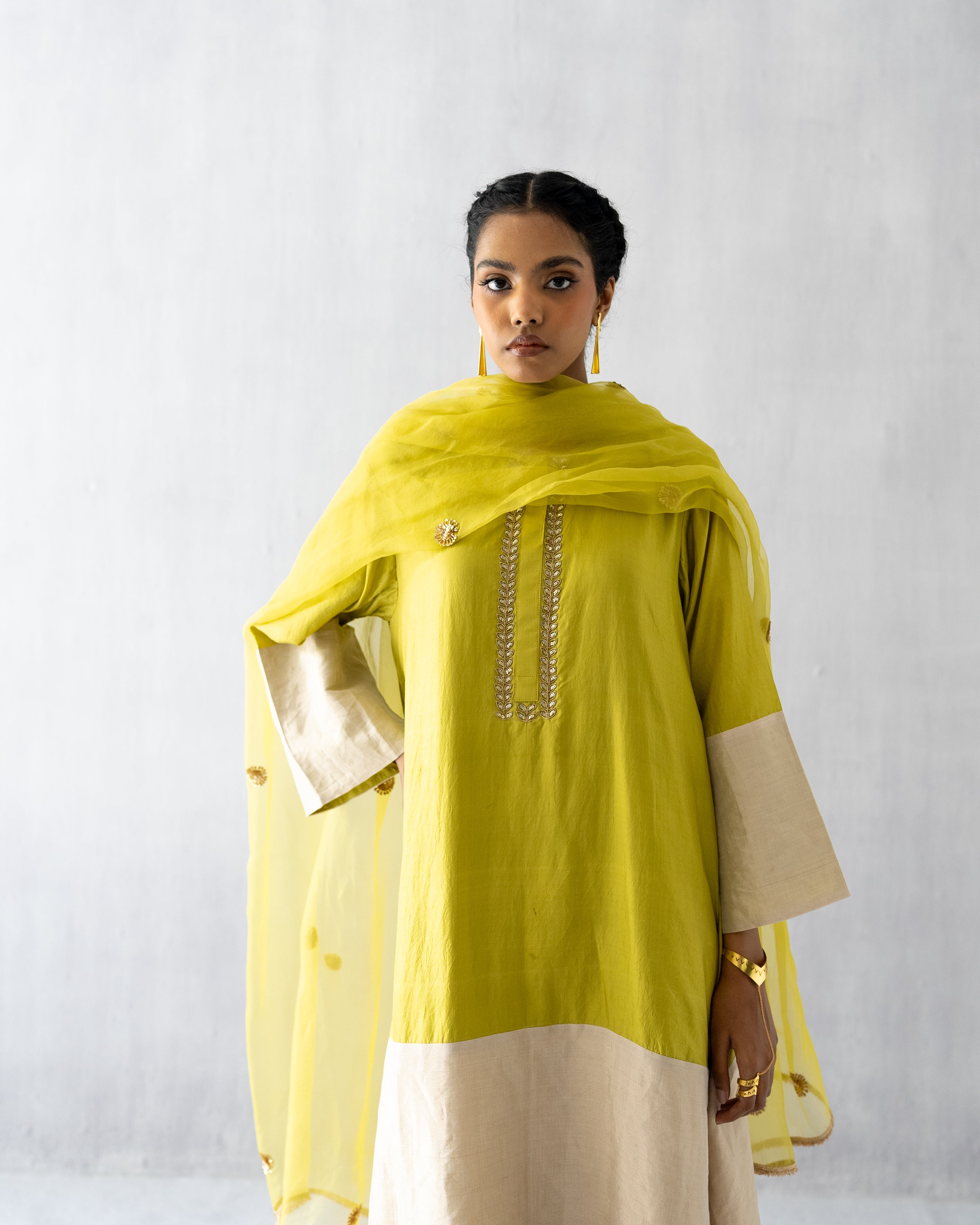 Lime green A line tissue suit