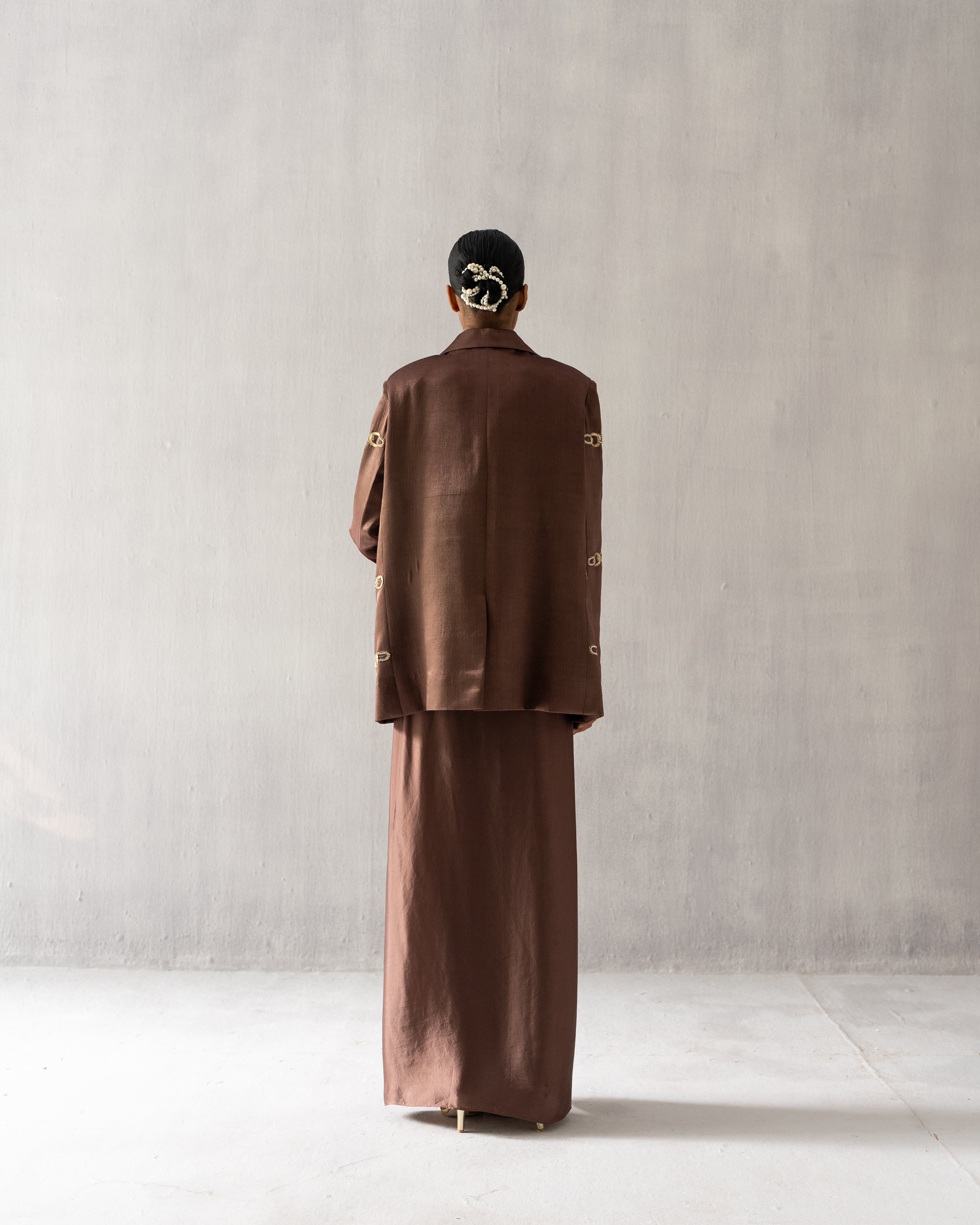 Brown Blazer with Skirt