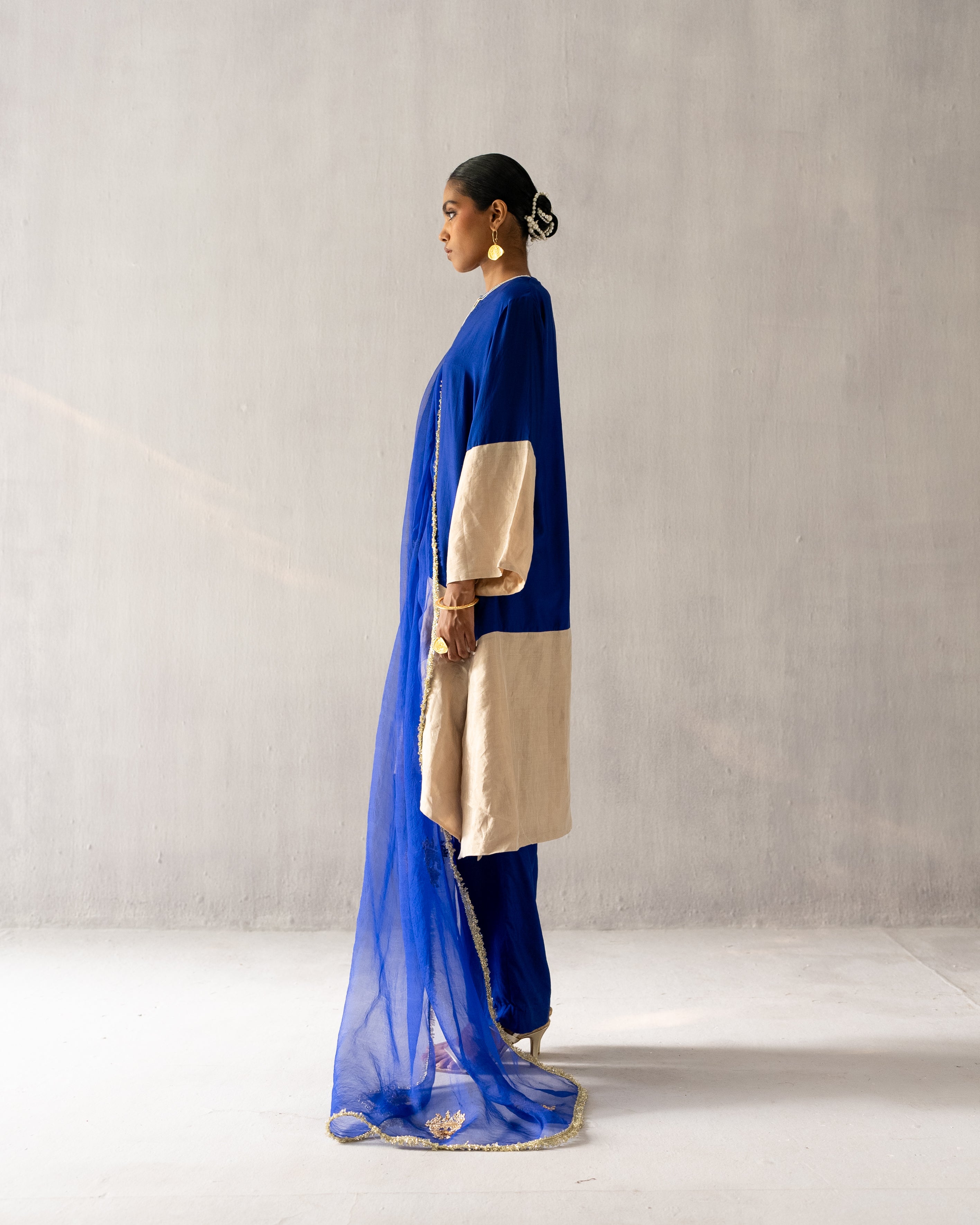 Blue A line tissue suit
