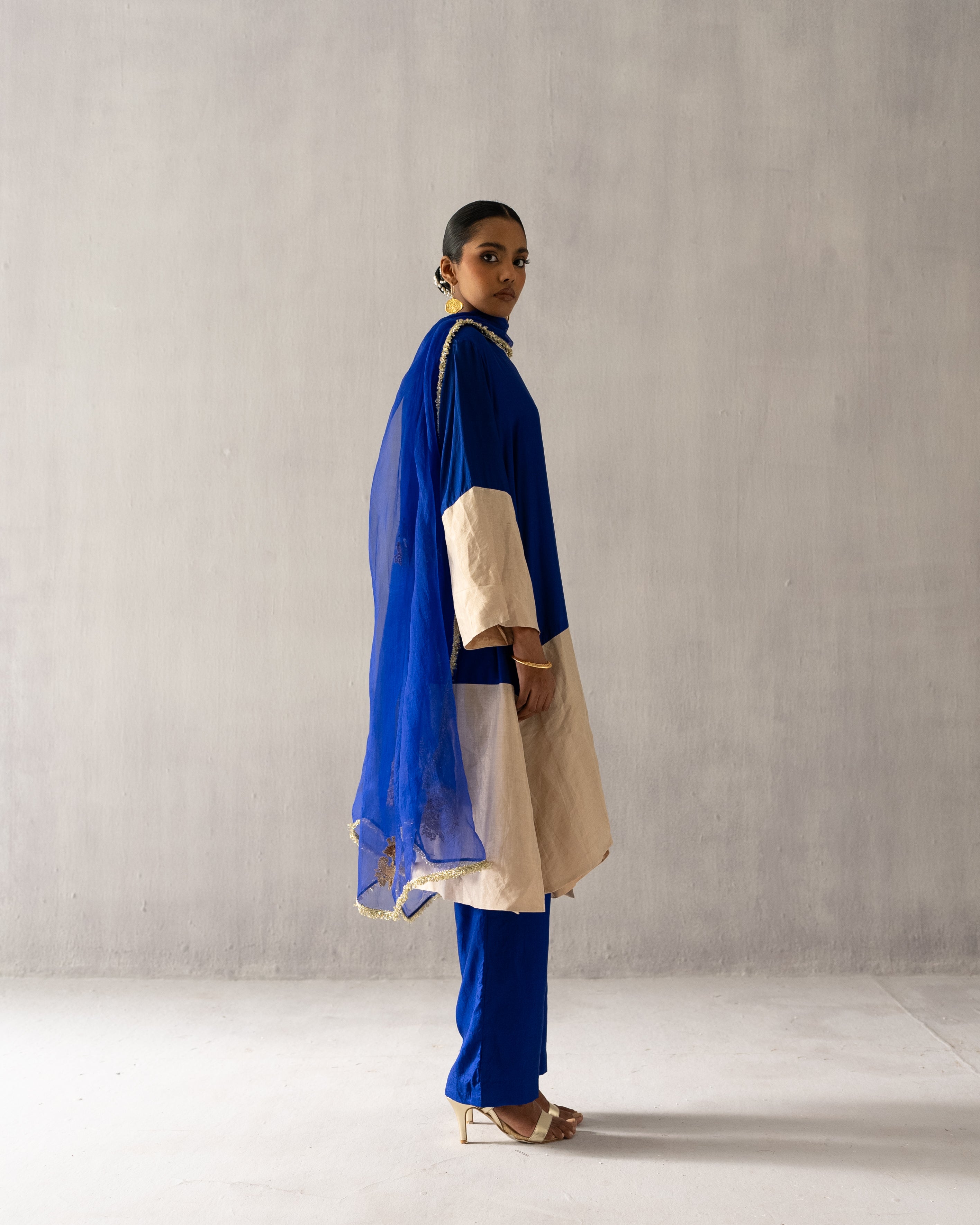 Blue A line tissue suit