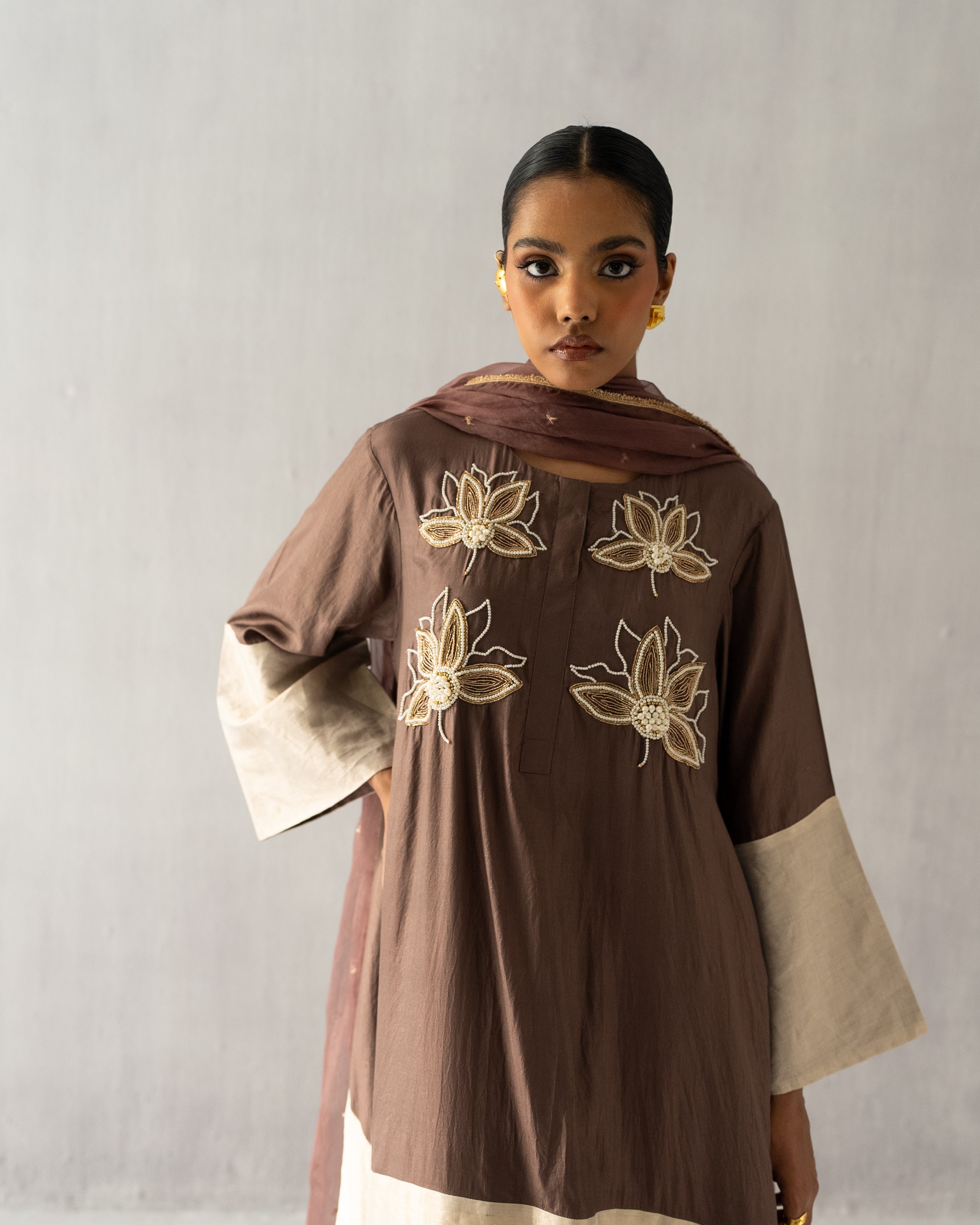 Brown A line tissue suit
