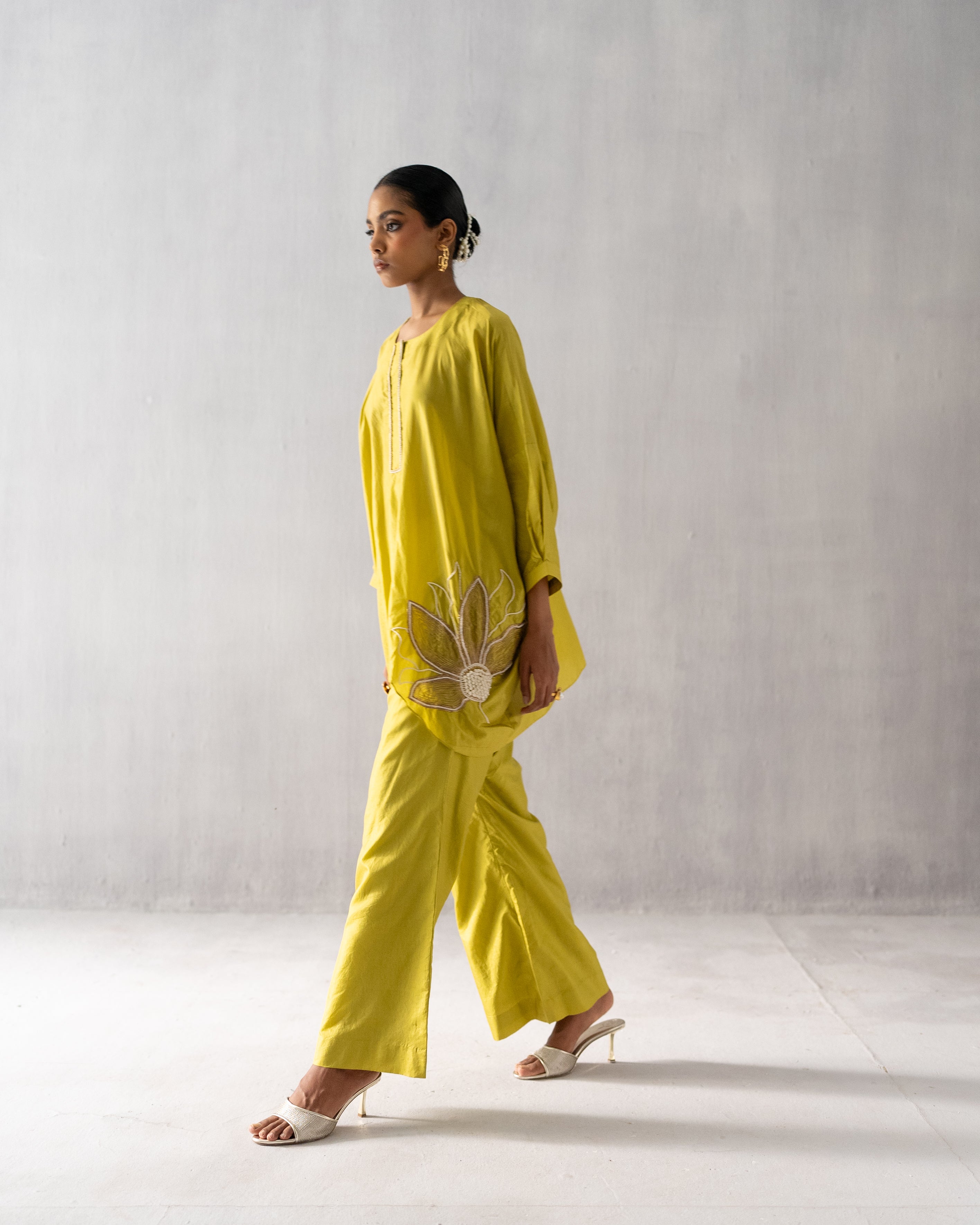Lime green Kaftan Coord