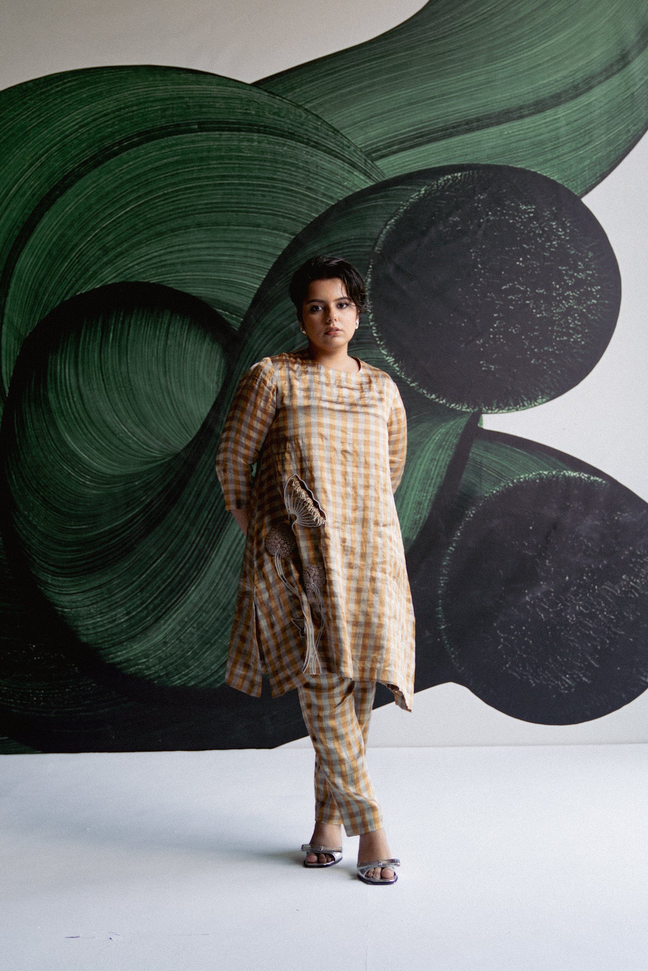 Gold Check Kurta set