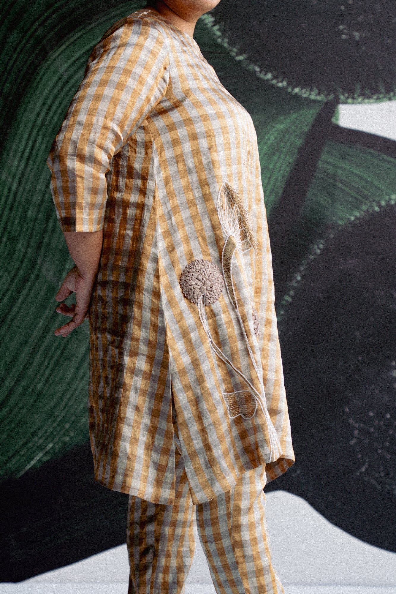 Gold Check Kurta set