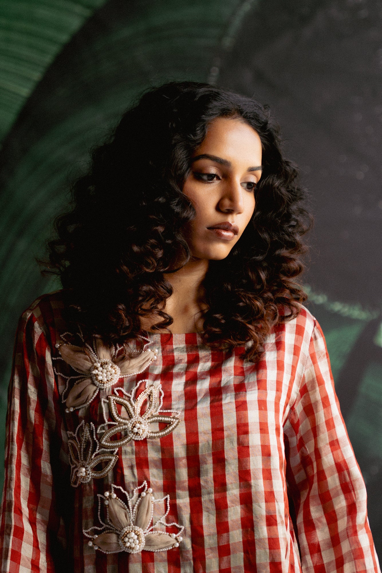 Red Check Kurta Set