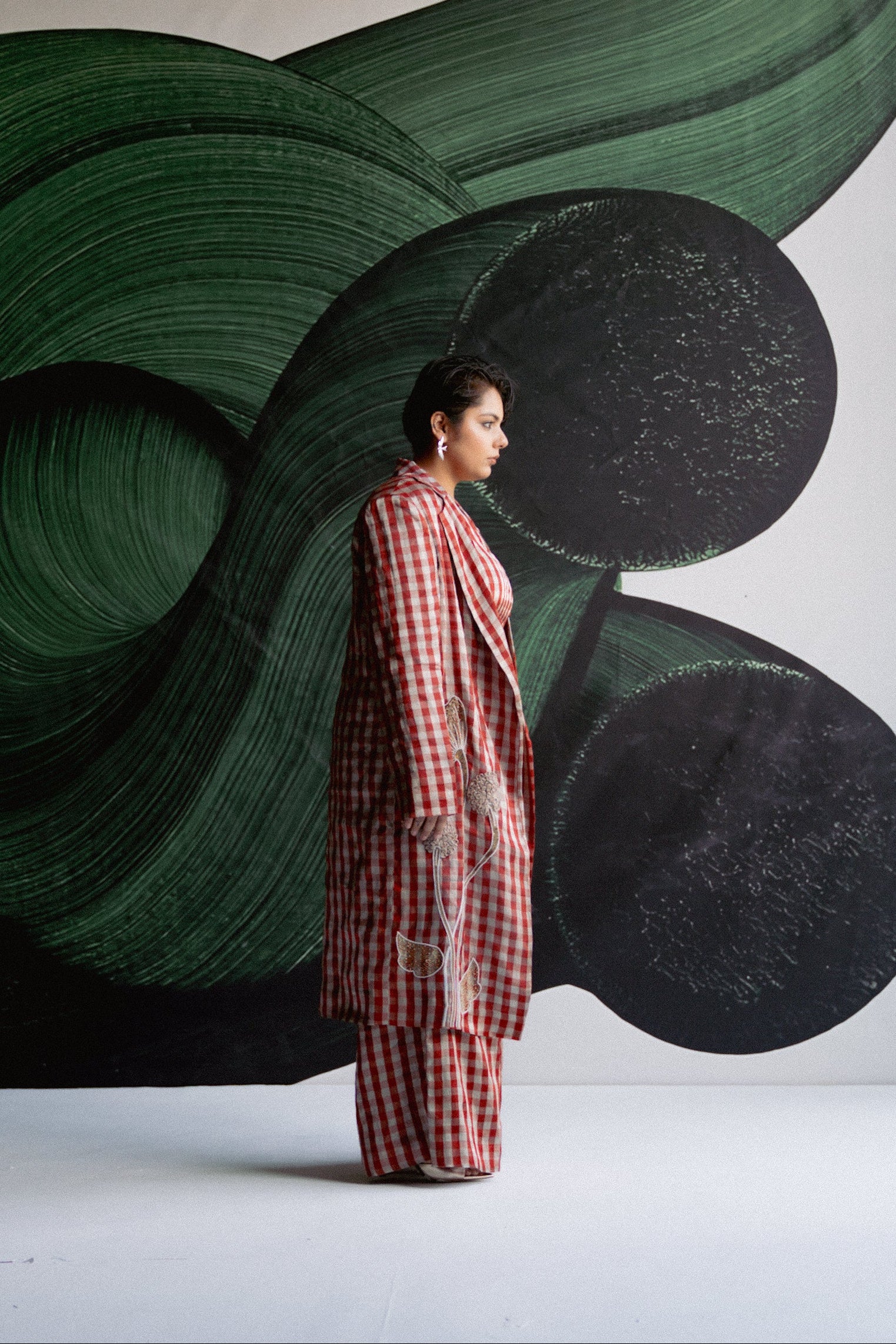 Red Check Trench Set