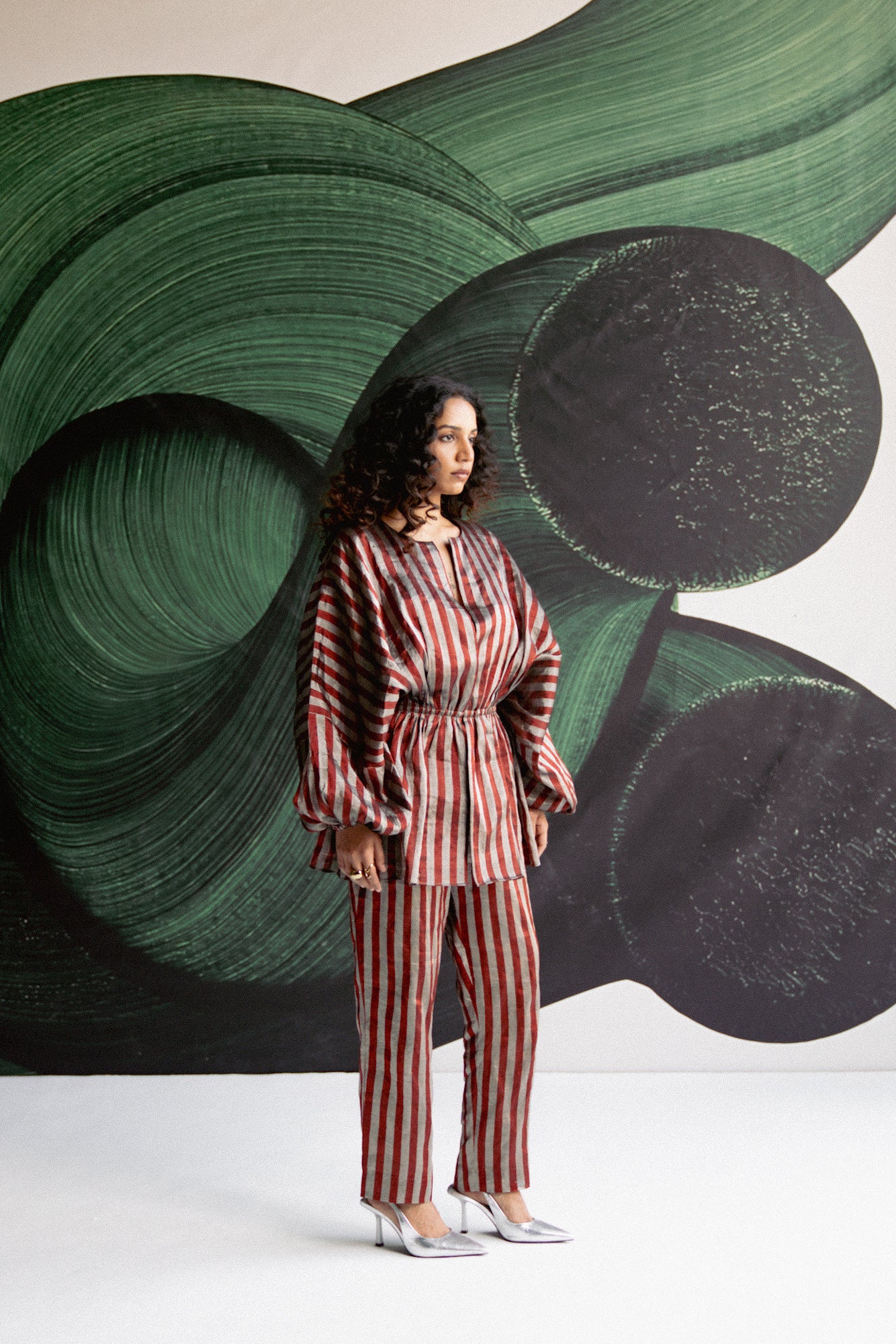 Maroon Stripes Coord Set