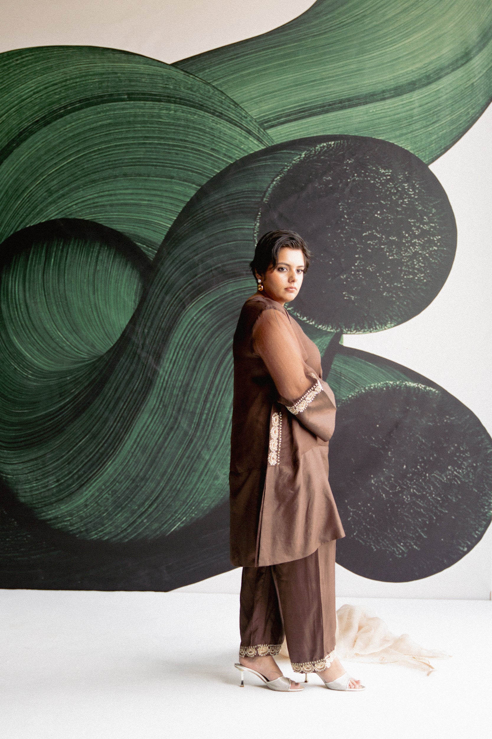 BROWN A LINE KURTA SET