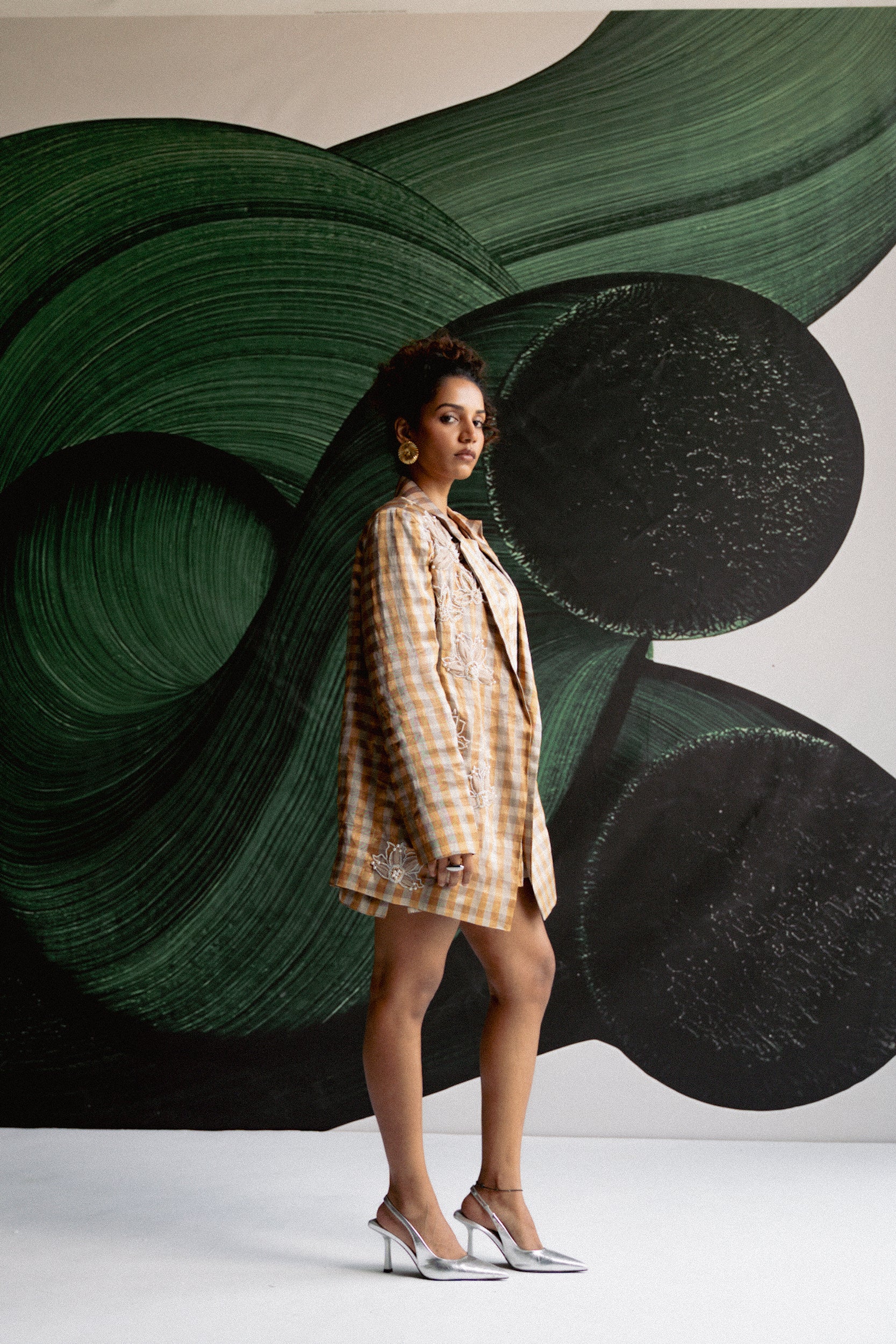 Gold Check Blazer Dress