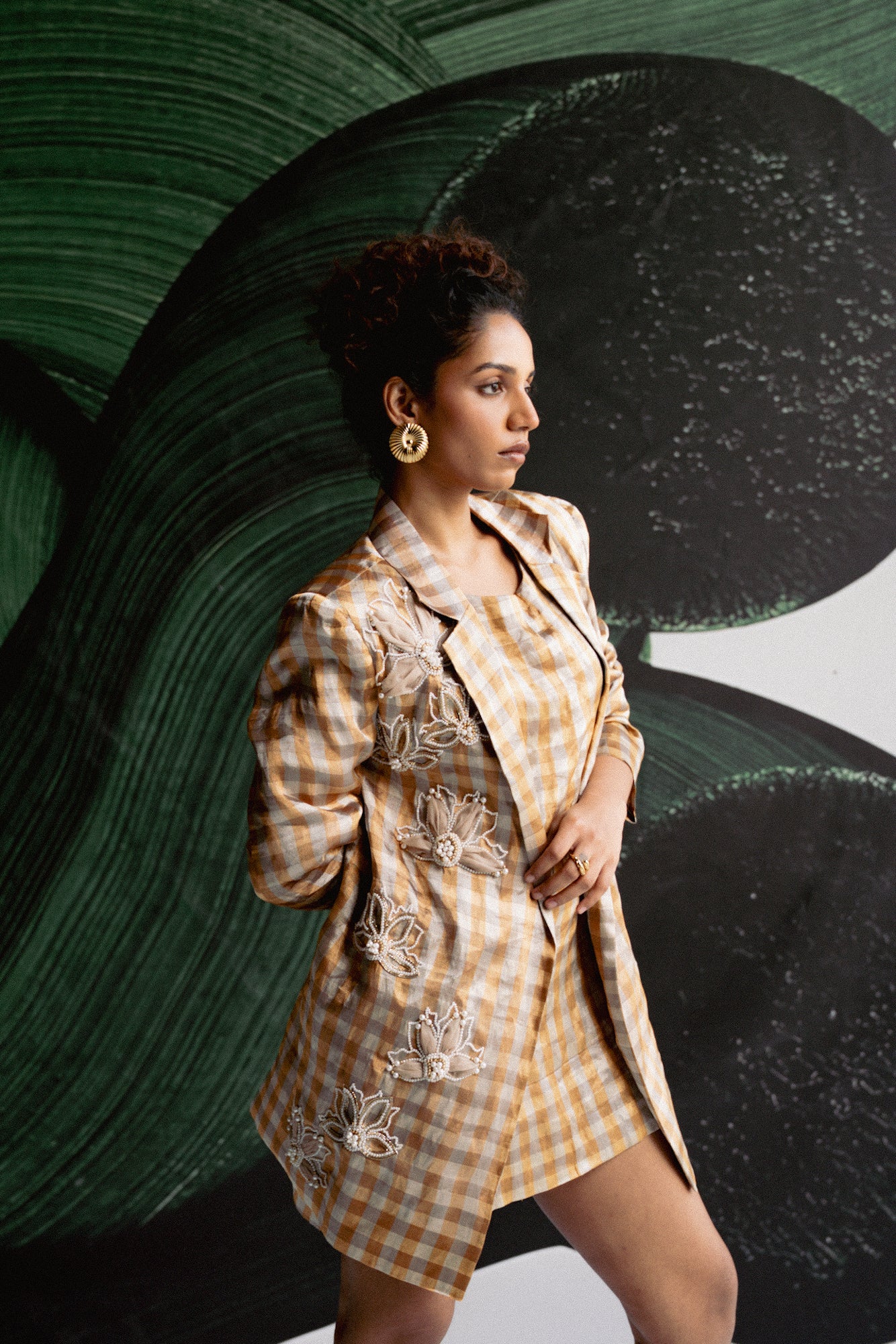 Gold Check Blazer Dress