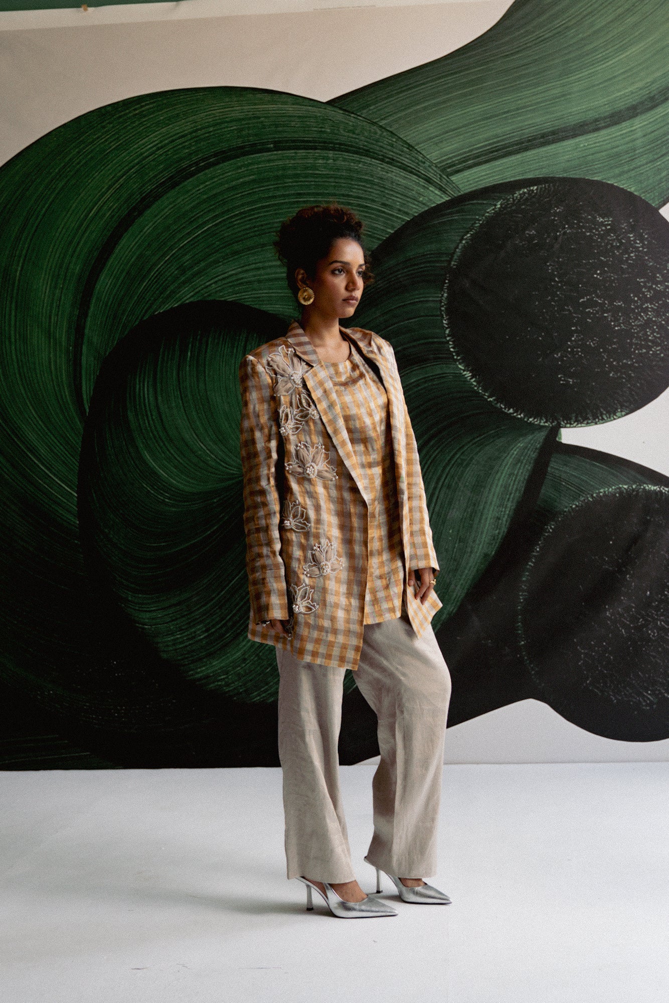 Gold Check Blazer Dress