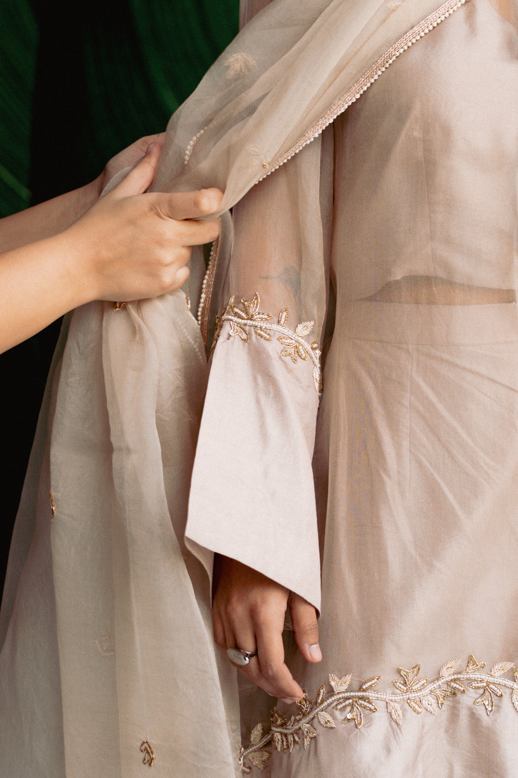 SOFT BEIGE A LINE KURTA SET