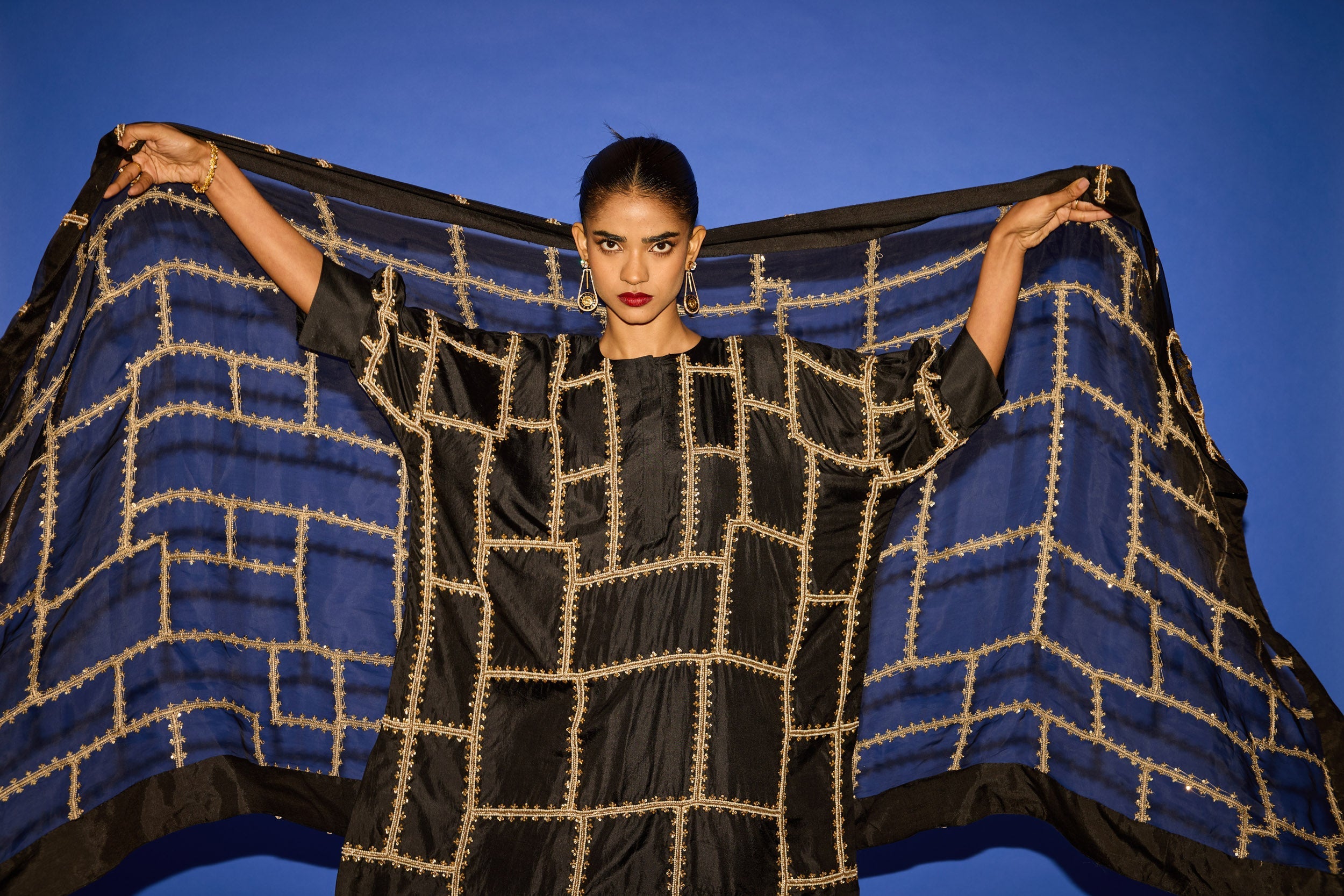 Black Line work Dupatta - Dupatta
