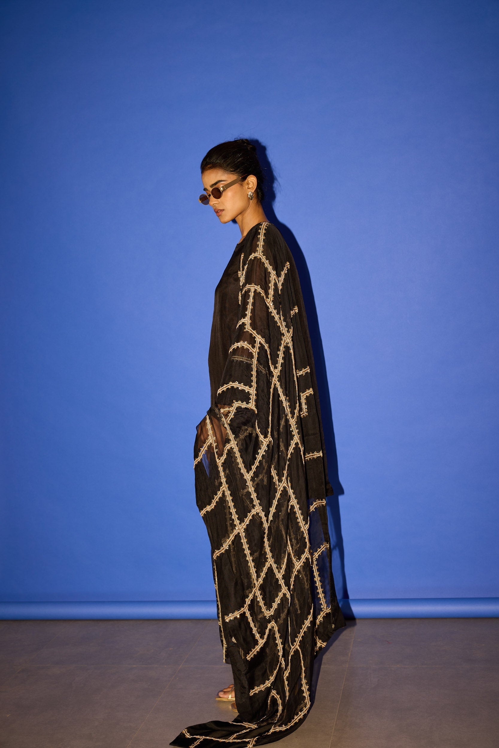 Black Line work Dupatta - Dupatta