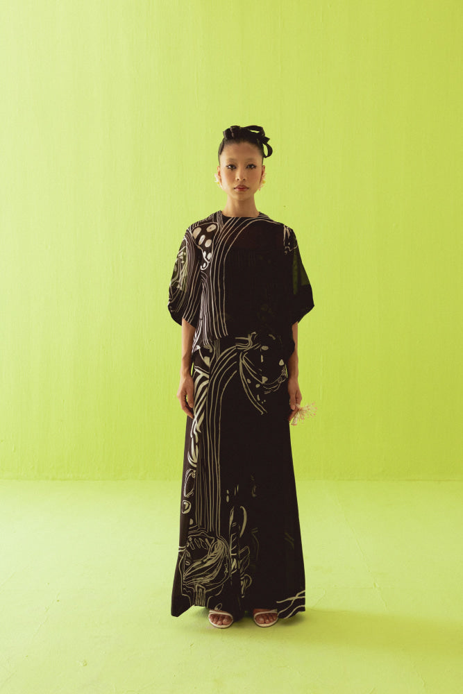 BLACK SHEER TOP WITH PALAZZOS - kurta set
