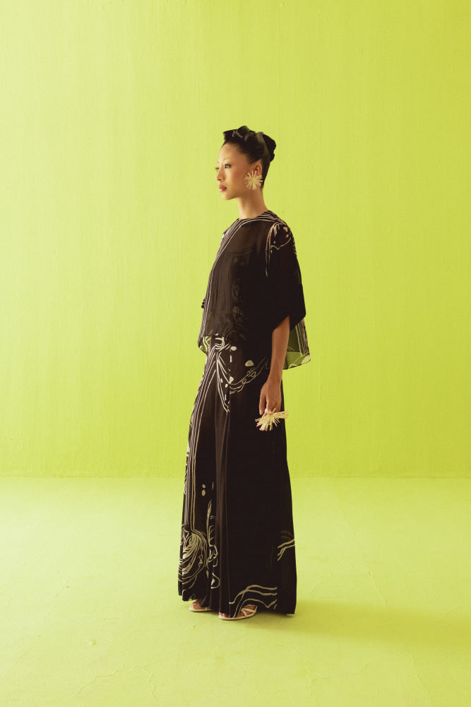 BLACK SHEER TOP WITH PALAZZOS - kurta set
