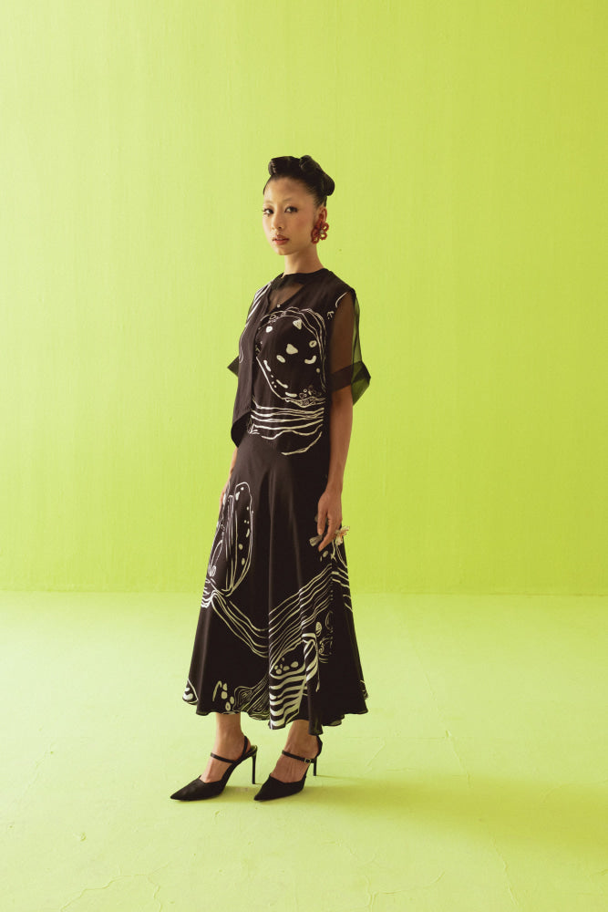 BLACK THREE PIECE SKIRT SET - blazer set