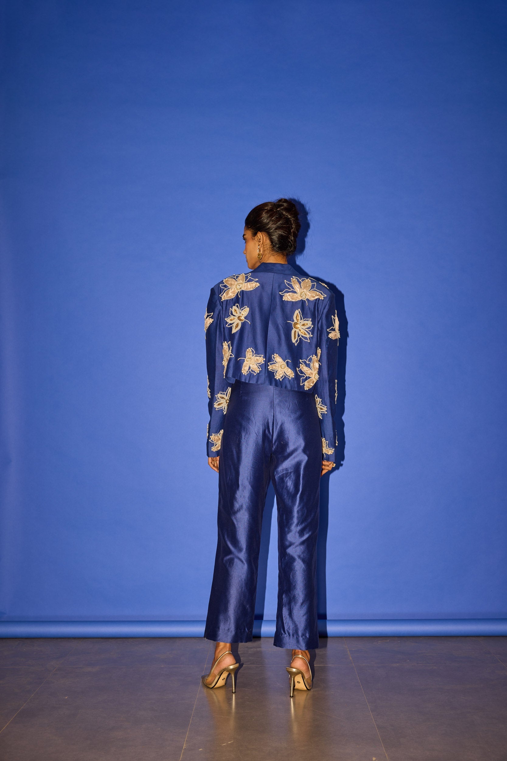 Blue Crop Blazer Set - blazer set