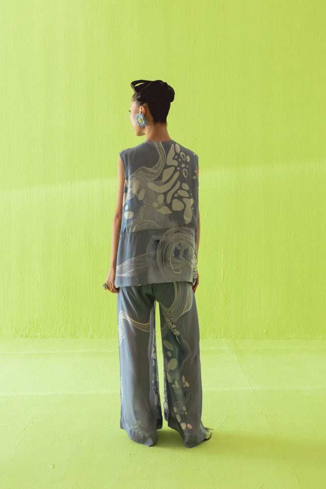 BLUE WAISTCOAT AND PALAZZO - coord set