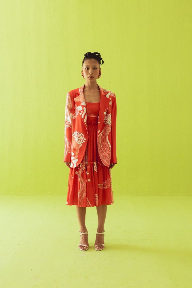 BRIGHT RED BLAZER DRESS - blazer set