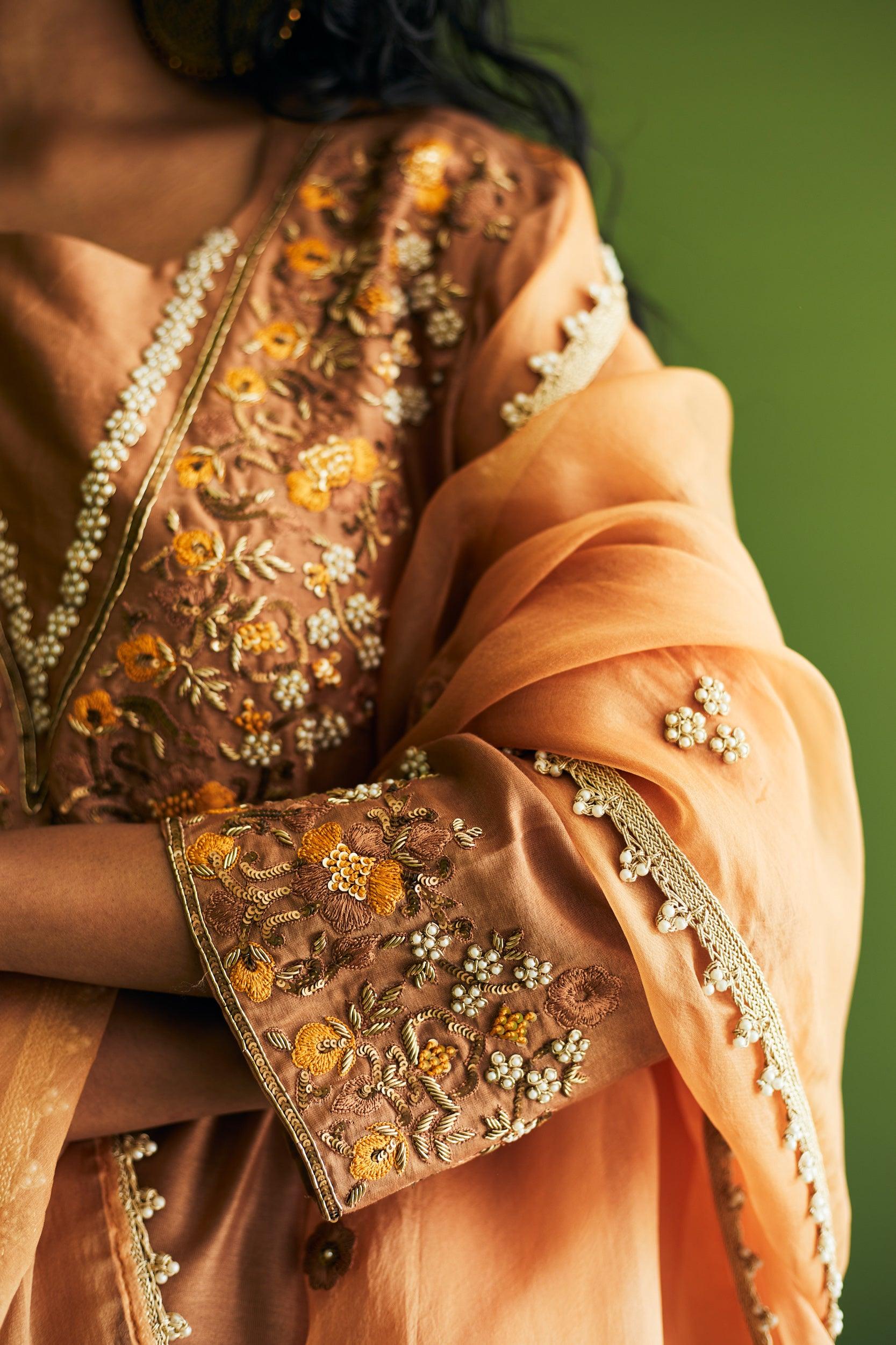 BROWN CHANDERI SUIT - Esha Arora