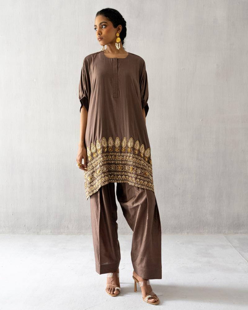 Brown Kaftan Suit - XS - Suit
