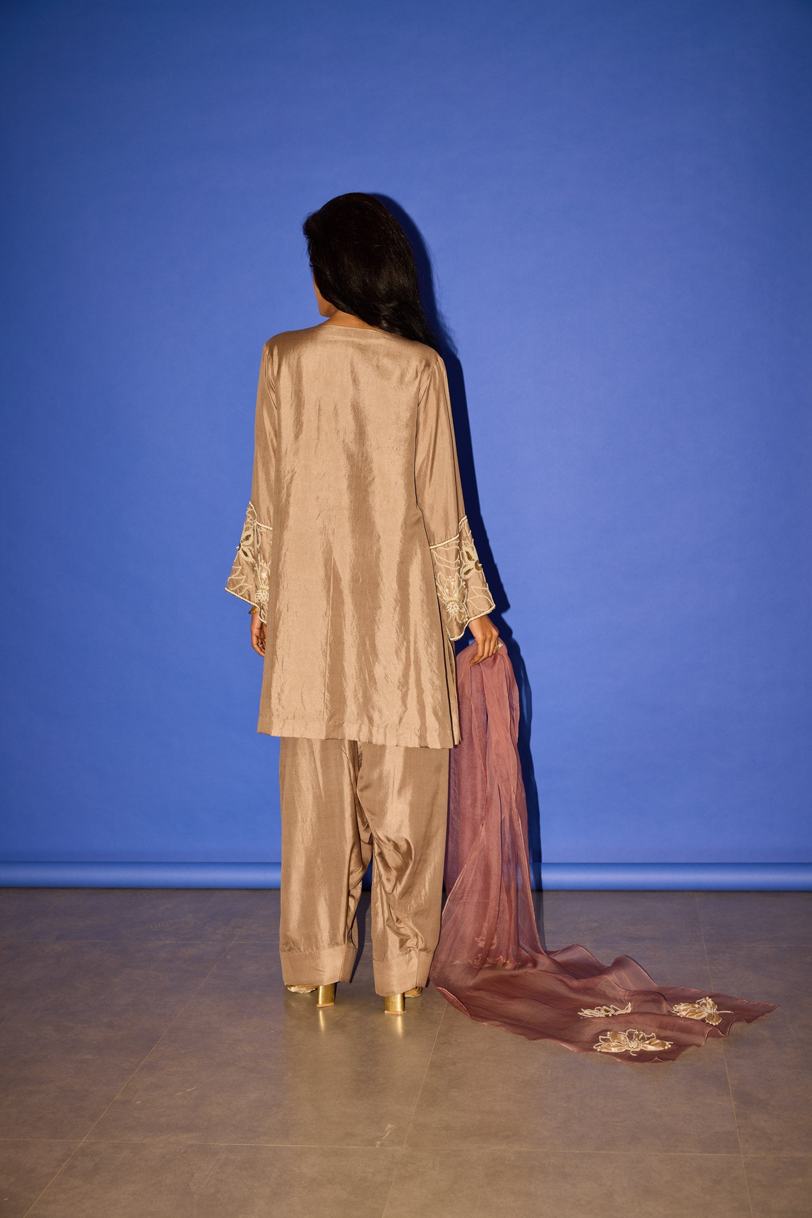 Brown Silk Kurta Set - Suit