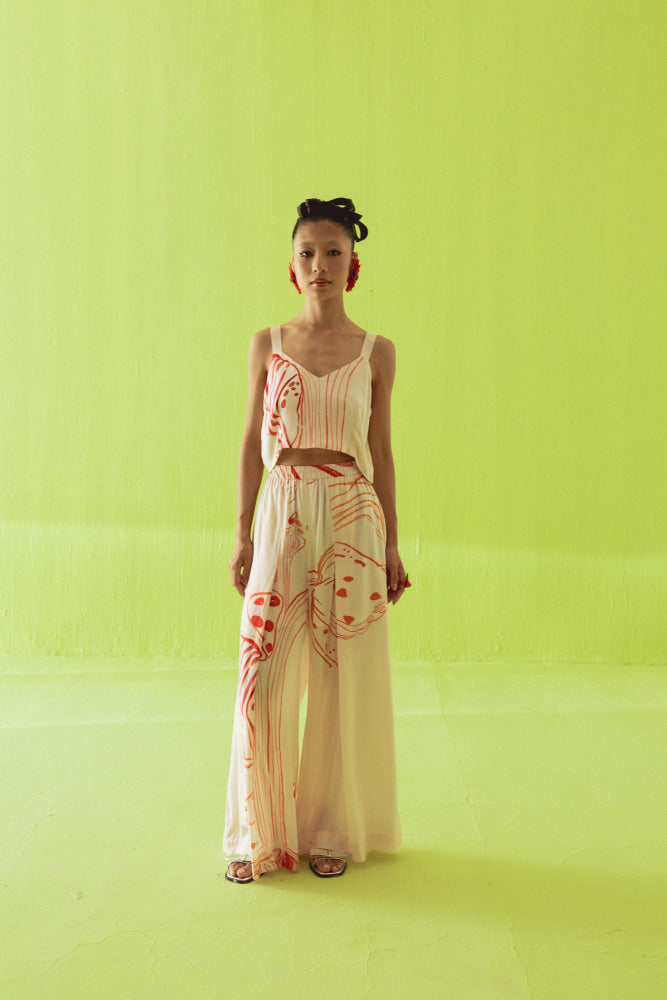 CREAM COORD WITH SHEER OVERLAY - coord set