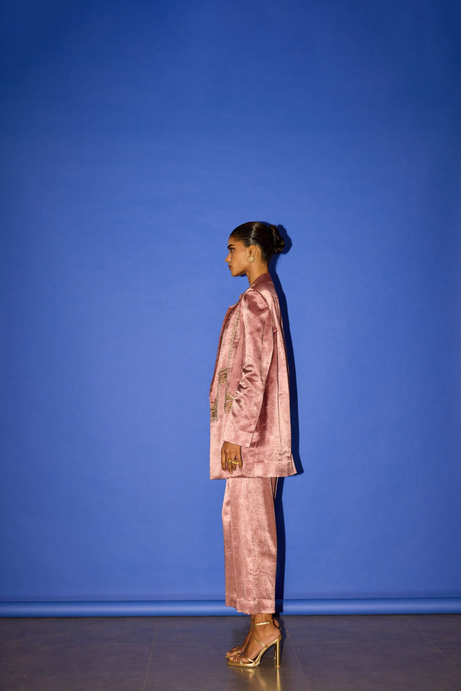 Dusky Pink Blazer Set - blazer set