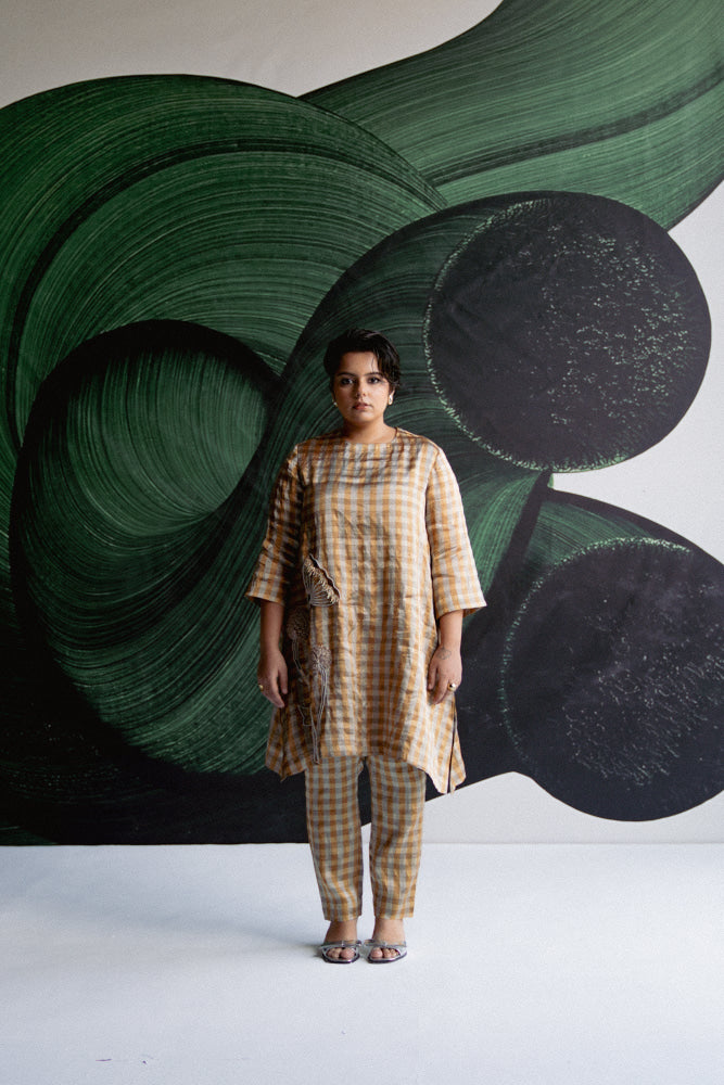 Gold Check Kurta set - kurta set