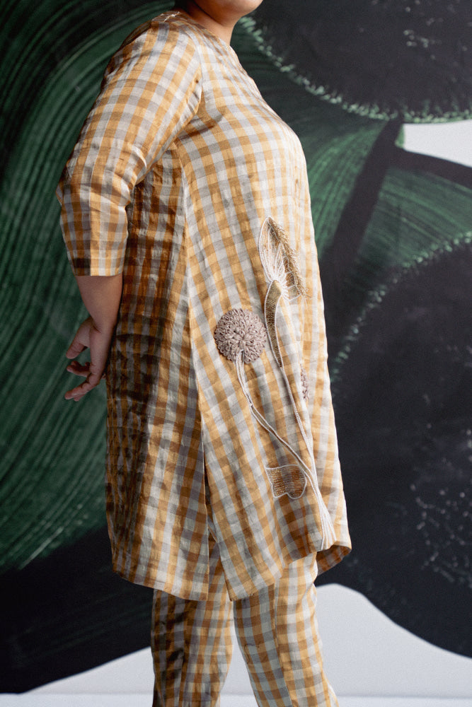 Gold Check Kurta set - kurta set
