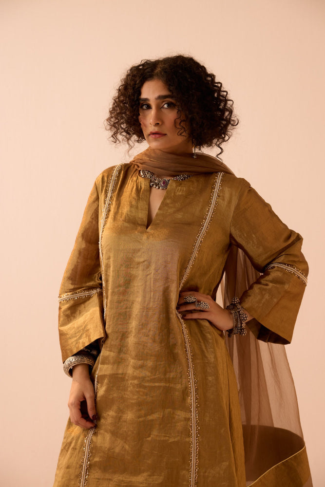 GOLD KURTA SALWAR SET - kurta set