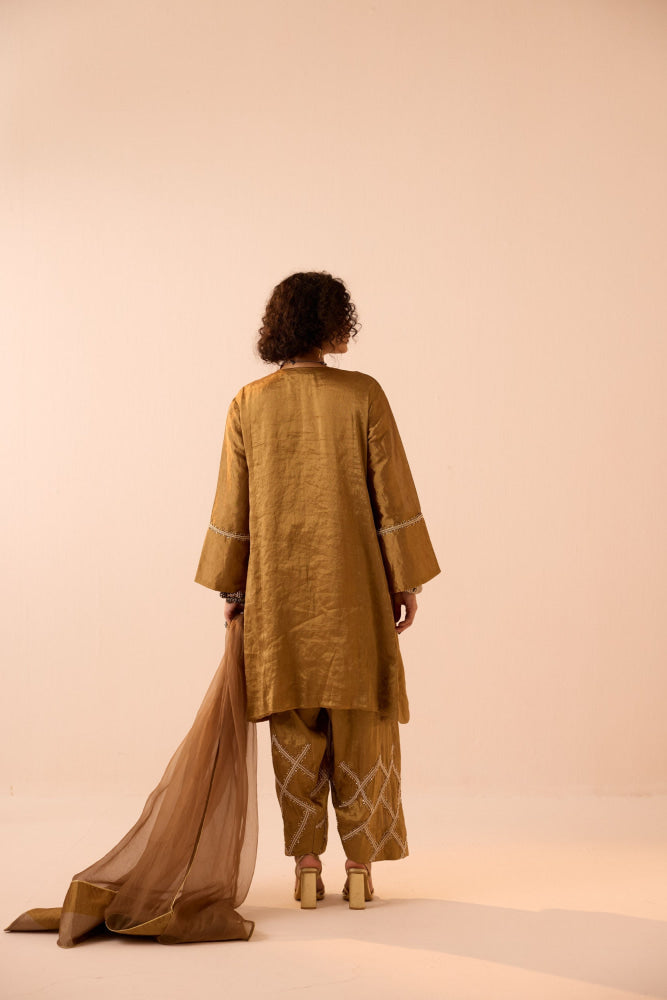 GOLD KURTA SALWAR SET - kurta set