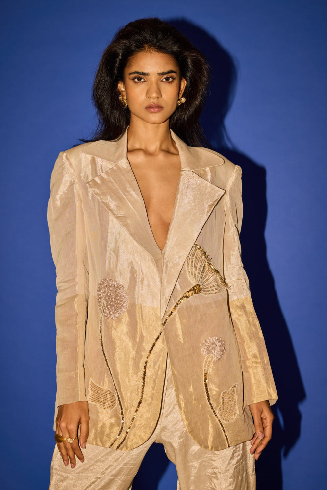 Half Gold Silver Blazer Set - XS - blazer set