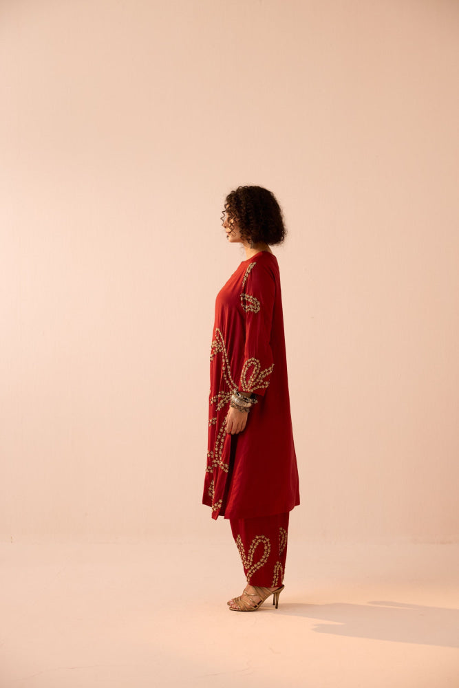 MAROON KURTA SET - kurta set