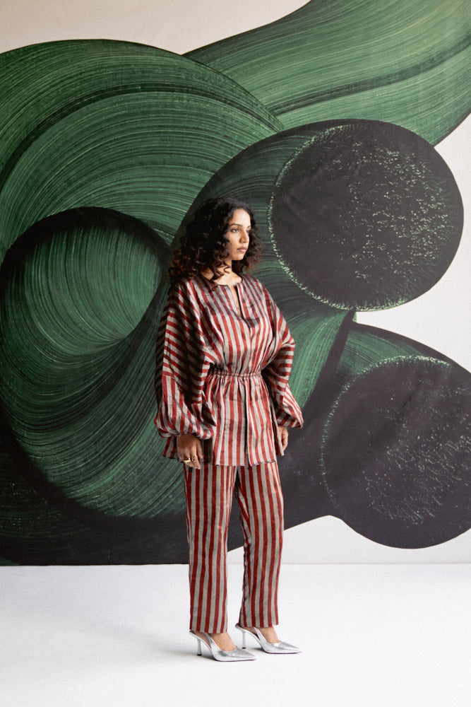 Maroon Stripes Coord Set - coord set