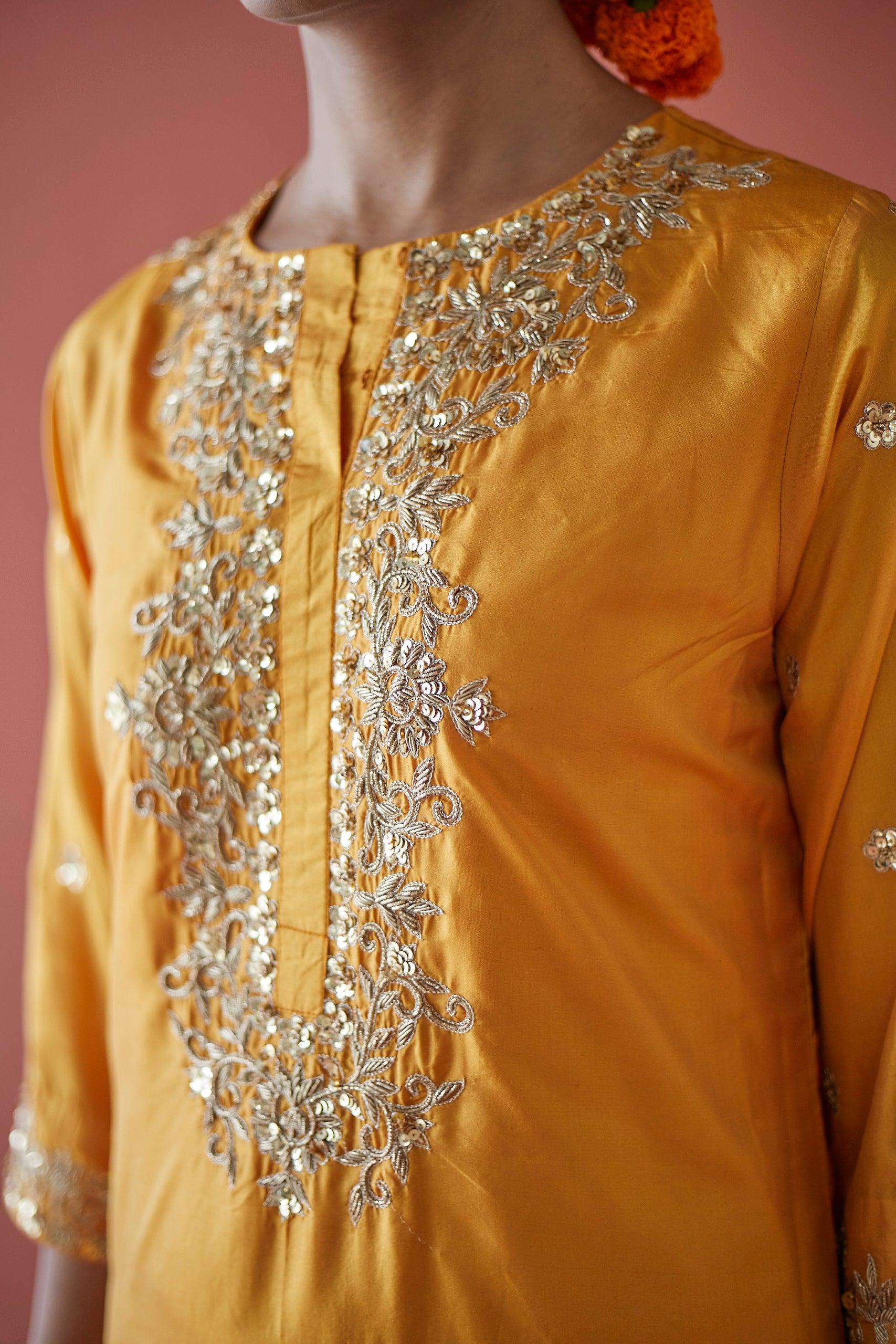 MUSTARD SILK SUIT - Esha Arora